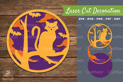Halloween Cat Laser Cut Decoration Clipart Bundle - CraftNest - Digital Crafting and Art