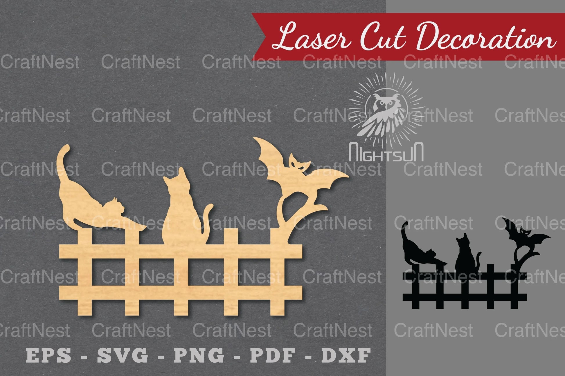 Halloween Cat Laser Cut Decoration Clipart Bundle - CraftNest - Digital Crafting and Art