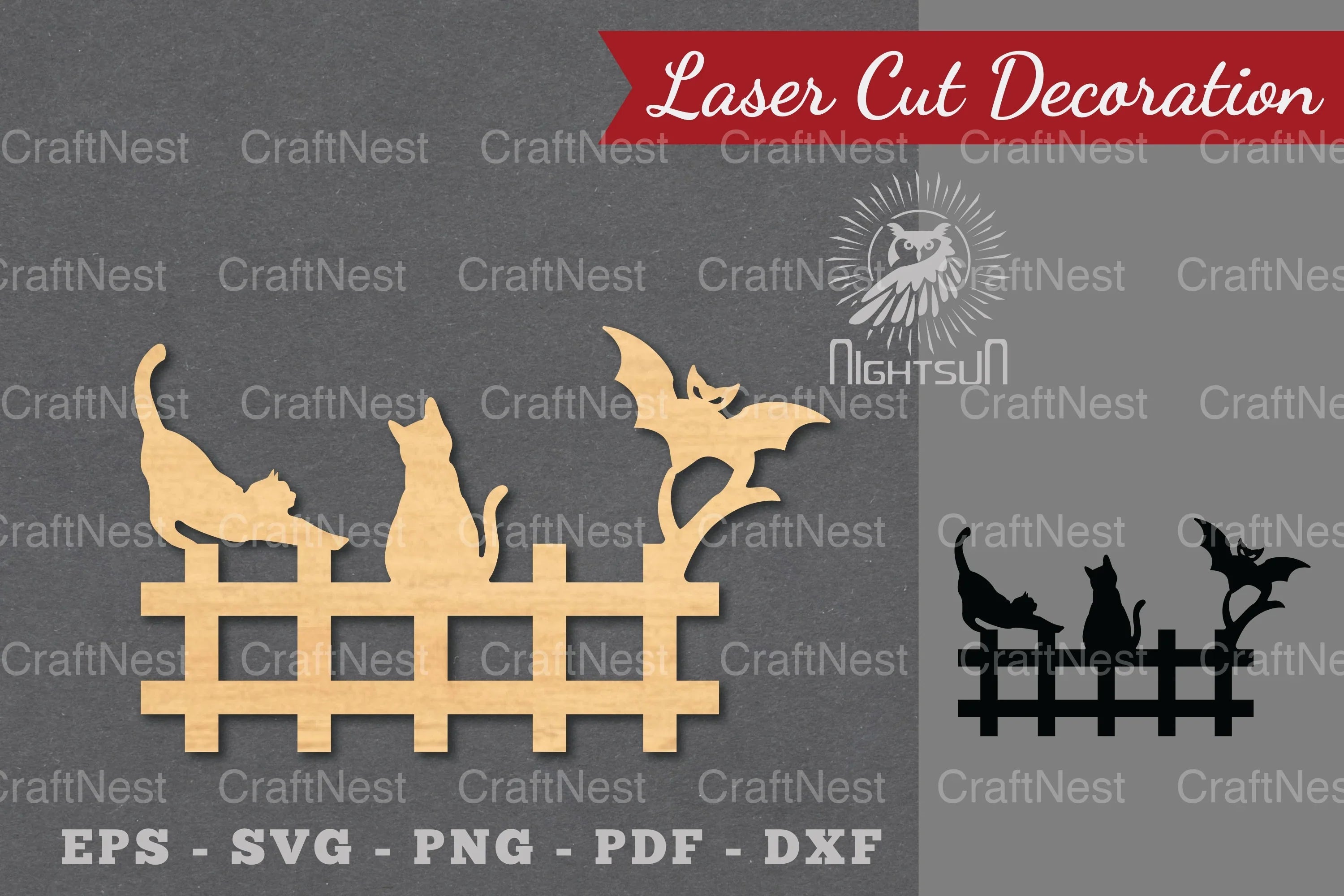 Halloween Cat Laser Cut Decoration Clipart Bundle - CraftNest - Digital Crafting and Art
