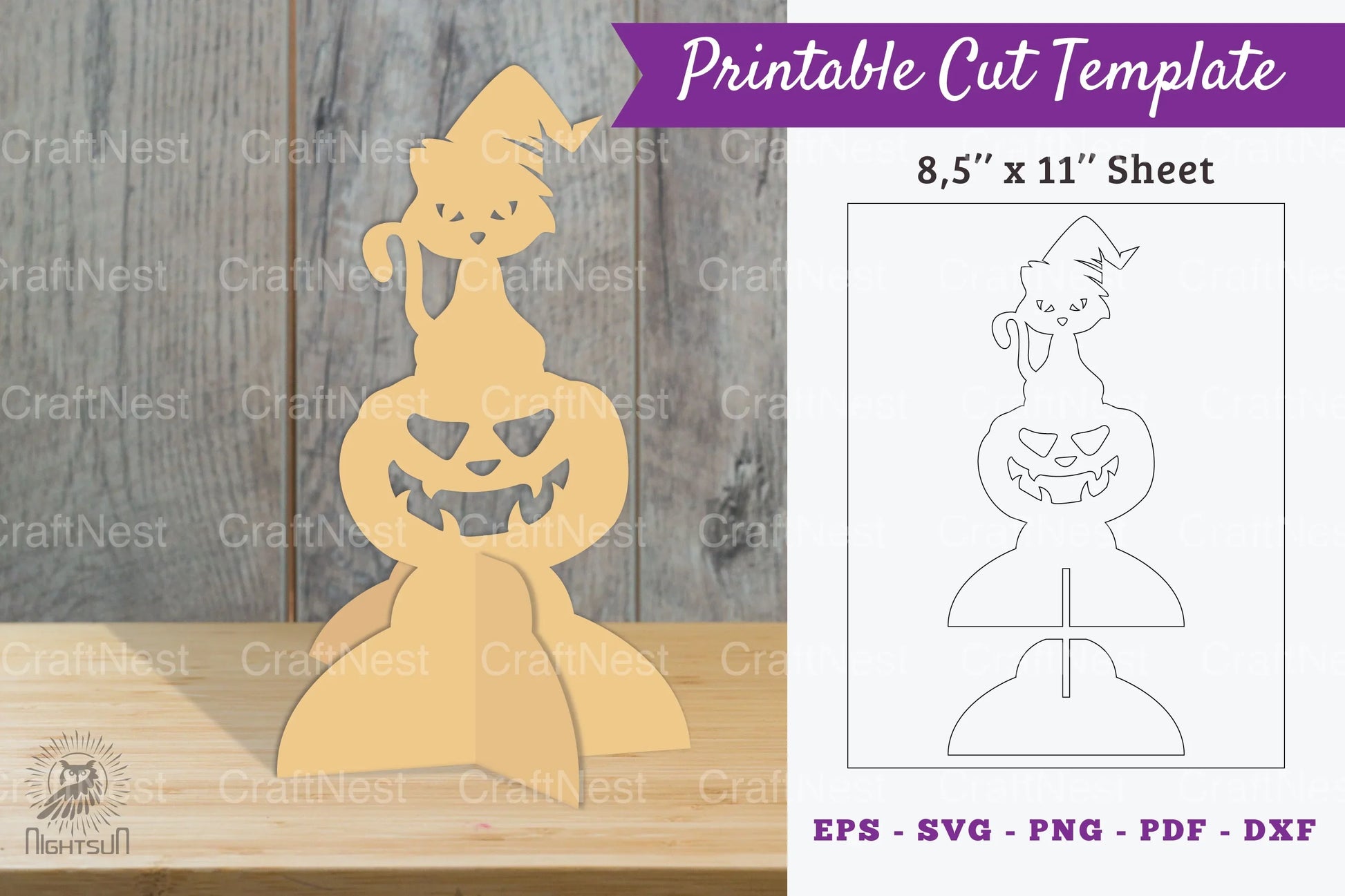 Halloween Cat Printable Cut Template Bundle - CraftNest - Digital Crafting and Art