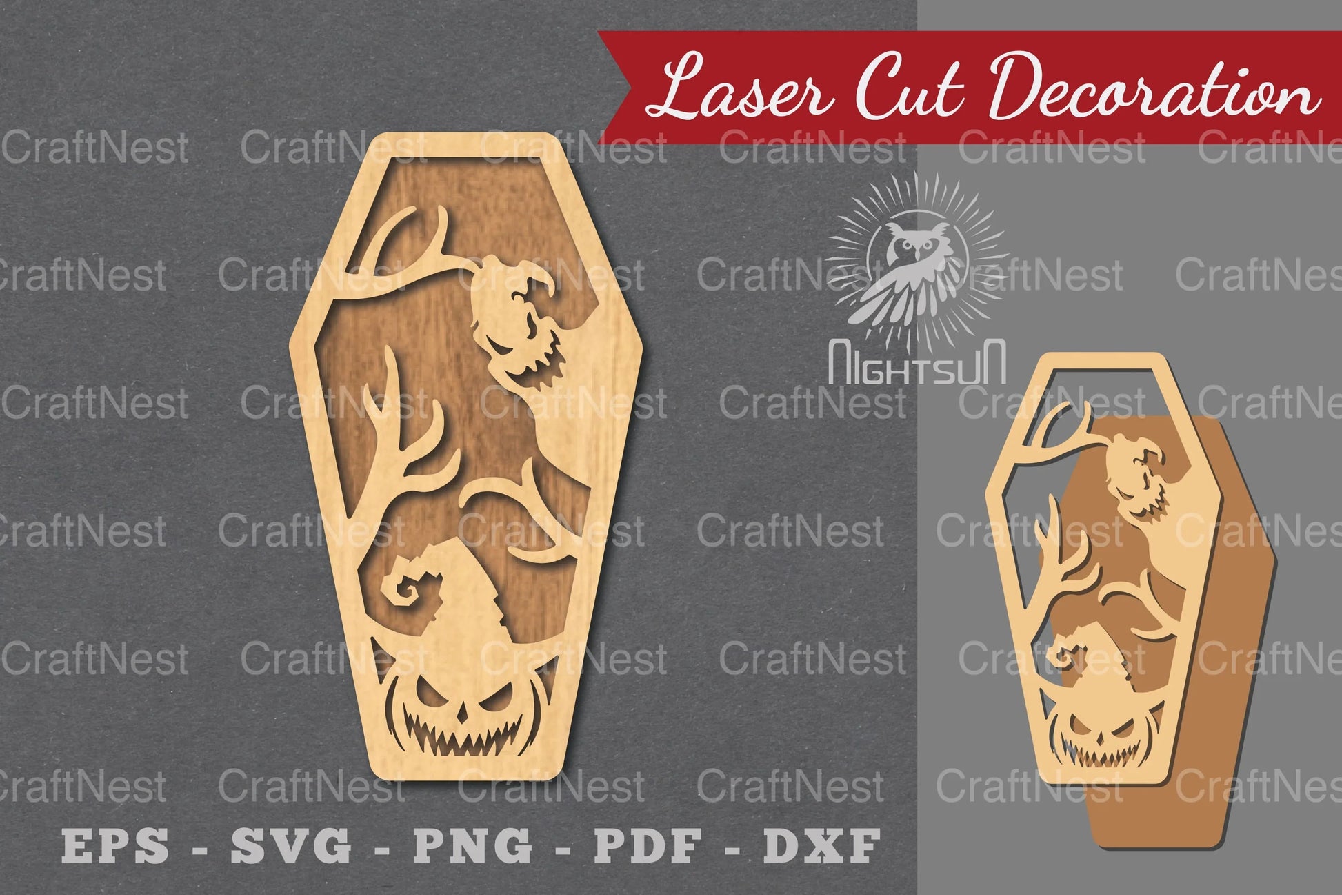 Halloween Coffin Laser Cut Decoration Clipart Bundle - CraftNest - Digital Crafting and Art