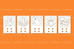 Halloween Coloring Card Bundle - SVG Clipart Collection - CraftNest - Digital Crafting and Art