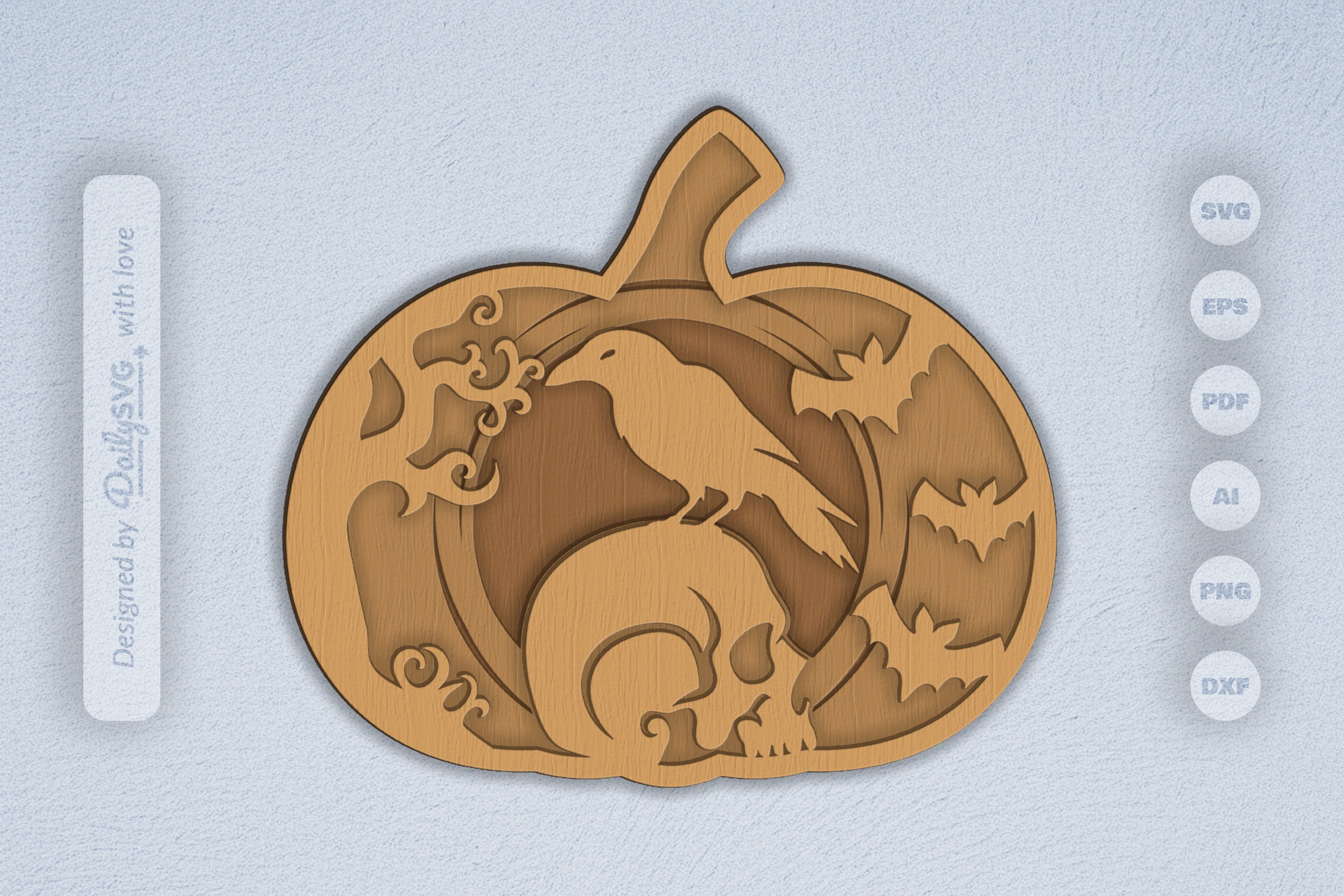 Halloween Crow Pumpkin Laser Cut SVG Bundle