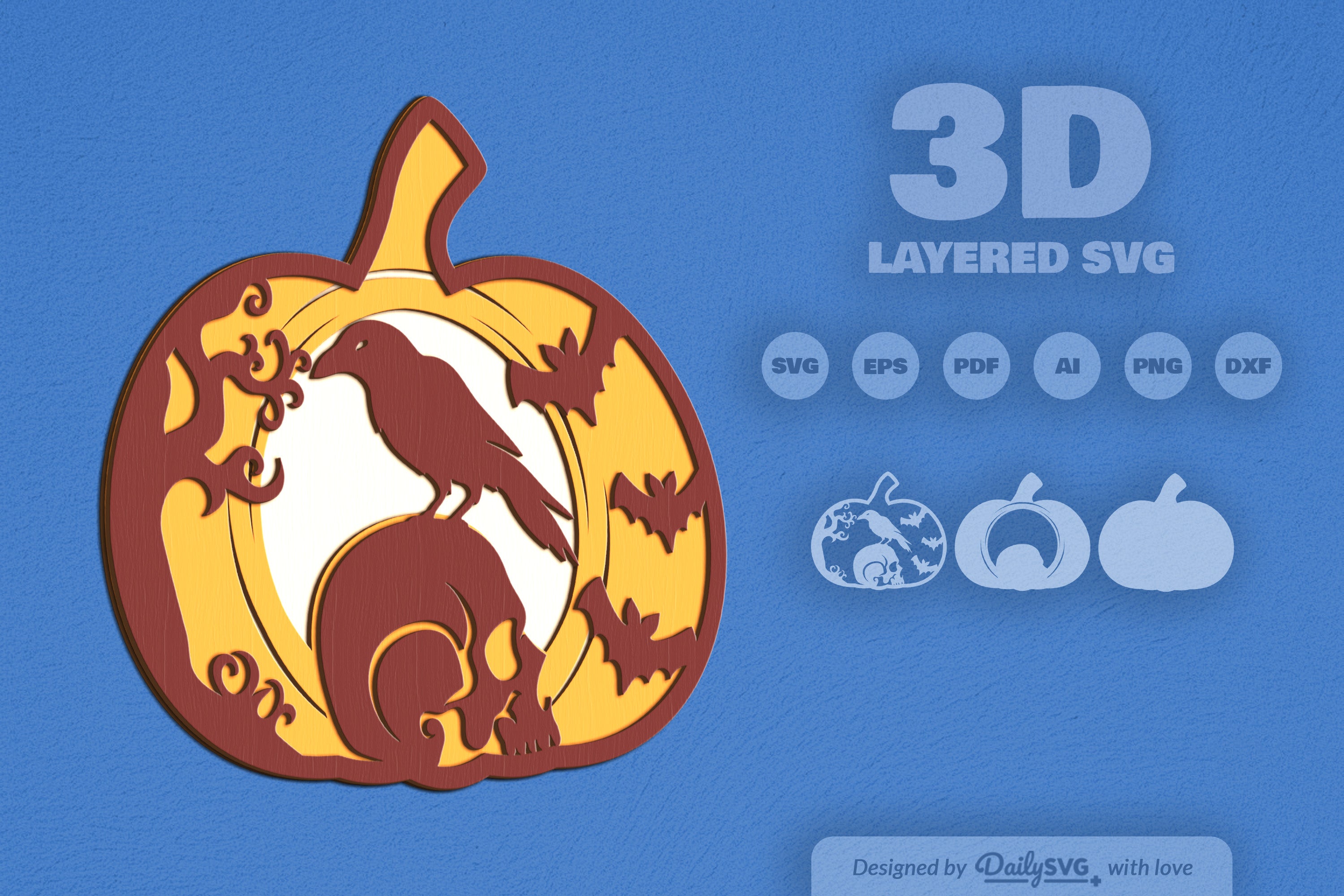 Halloween Crow Pumpkin Laser Cut SVG Bundle