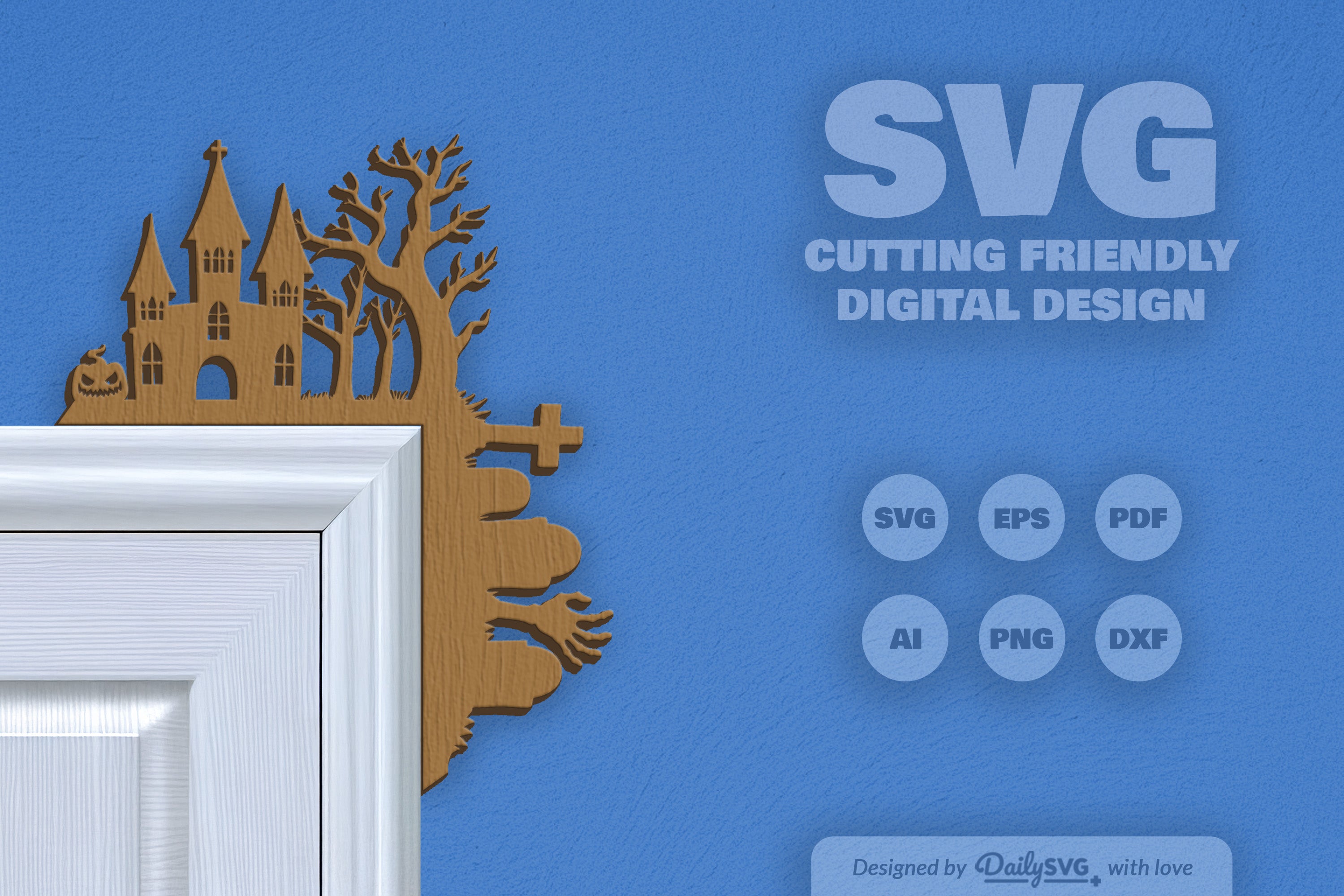 Halloween Door Corner Laser Cut Clipart SVG Bundle