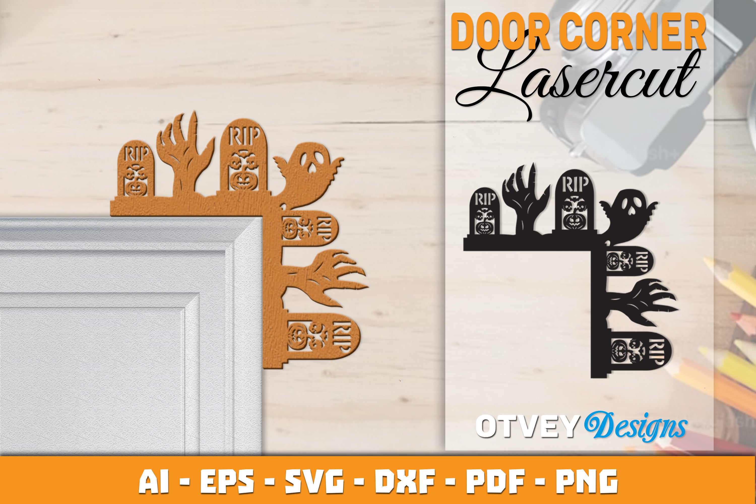Halloween Door Corner Lasercut SVG Bundle 4 - CraftNest - Digital Crafting and Art