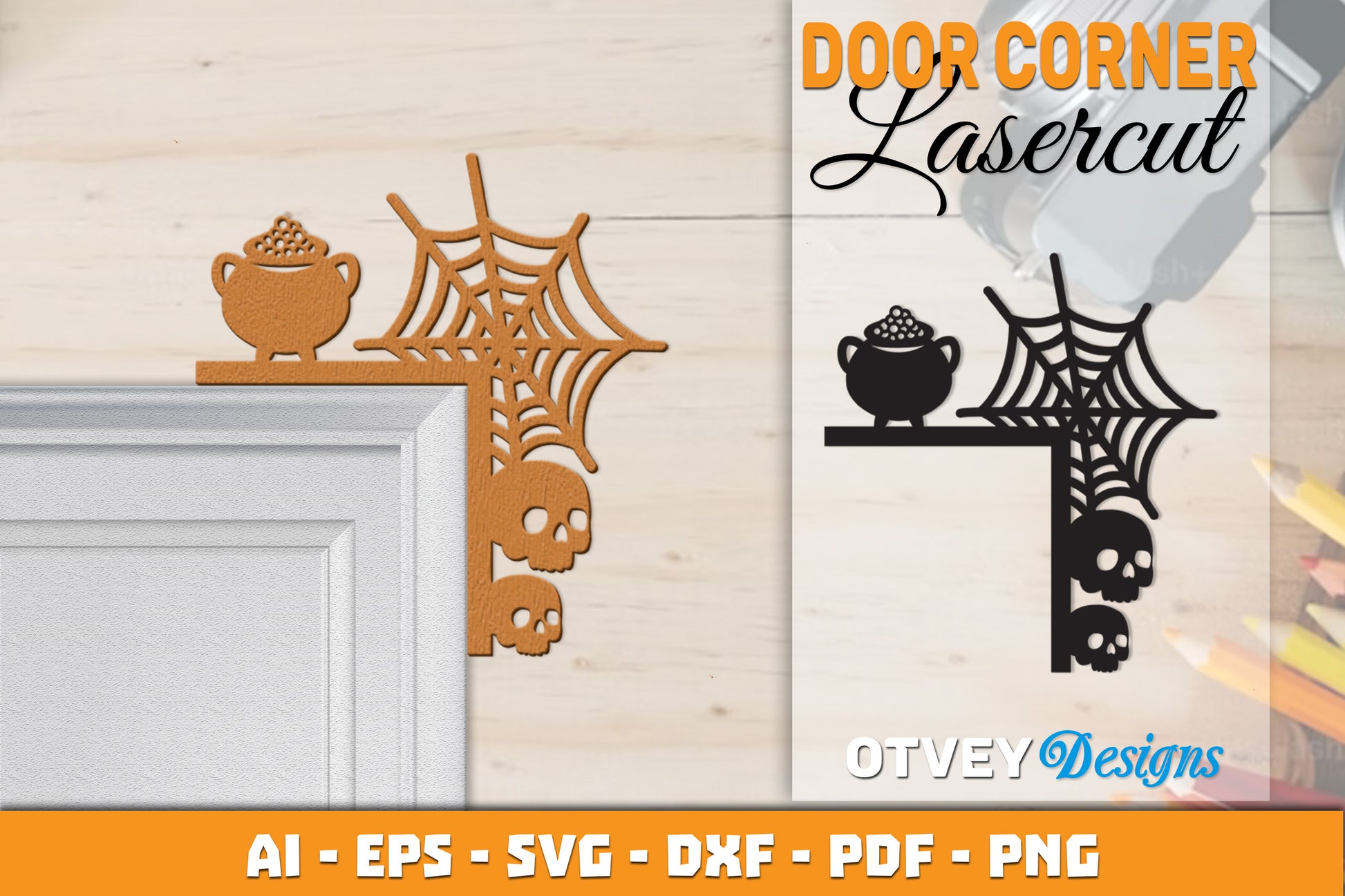 Halloween Door Corner Lasercut SVG Bundle 5 - CraftNest - Digital Crafting and Art