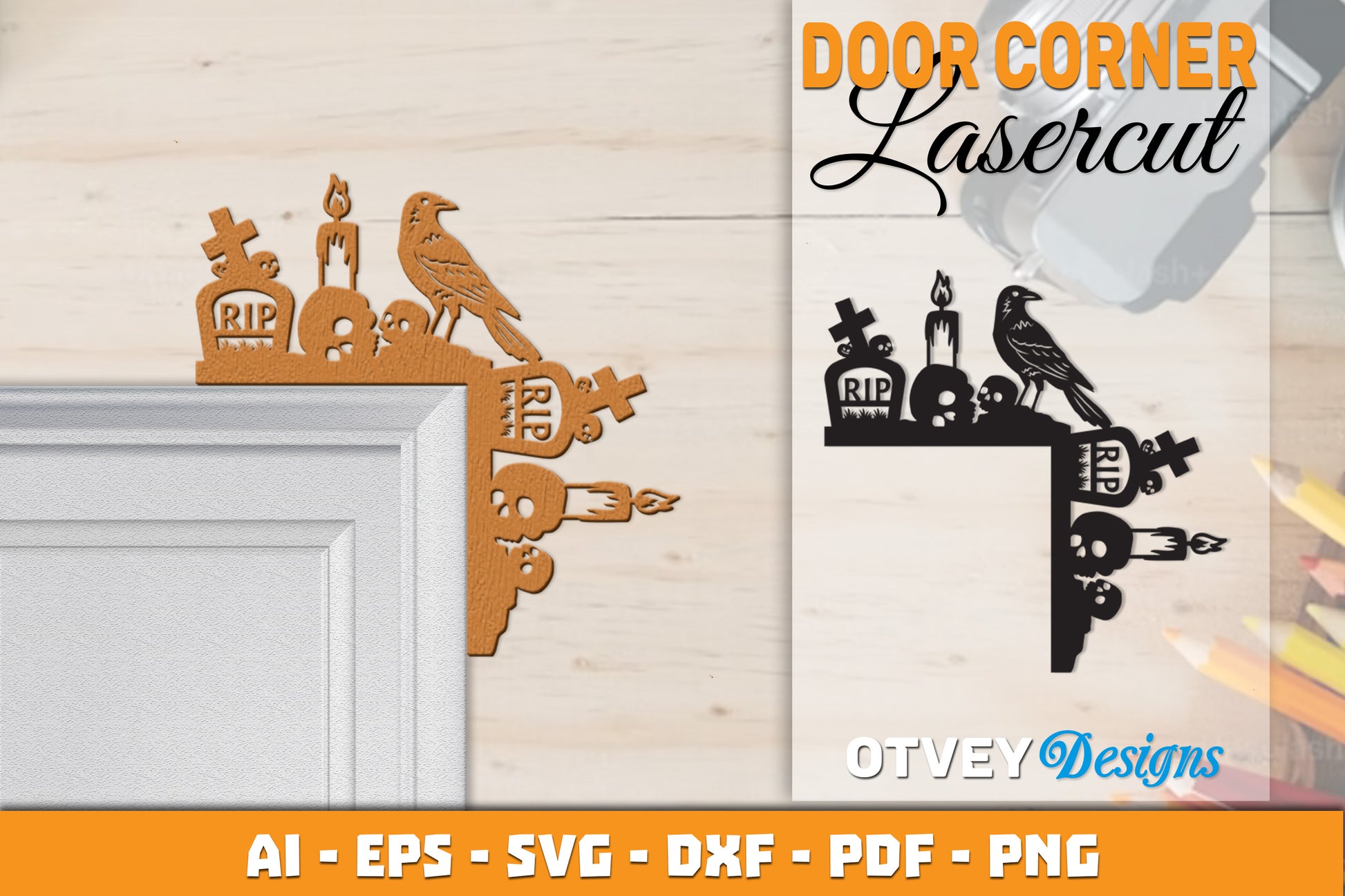 Halloween Door Corner Lasercut SVG Bundle 12 - CraftNest - Digital Crafting and Art
