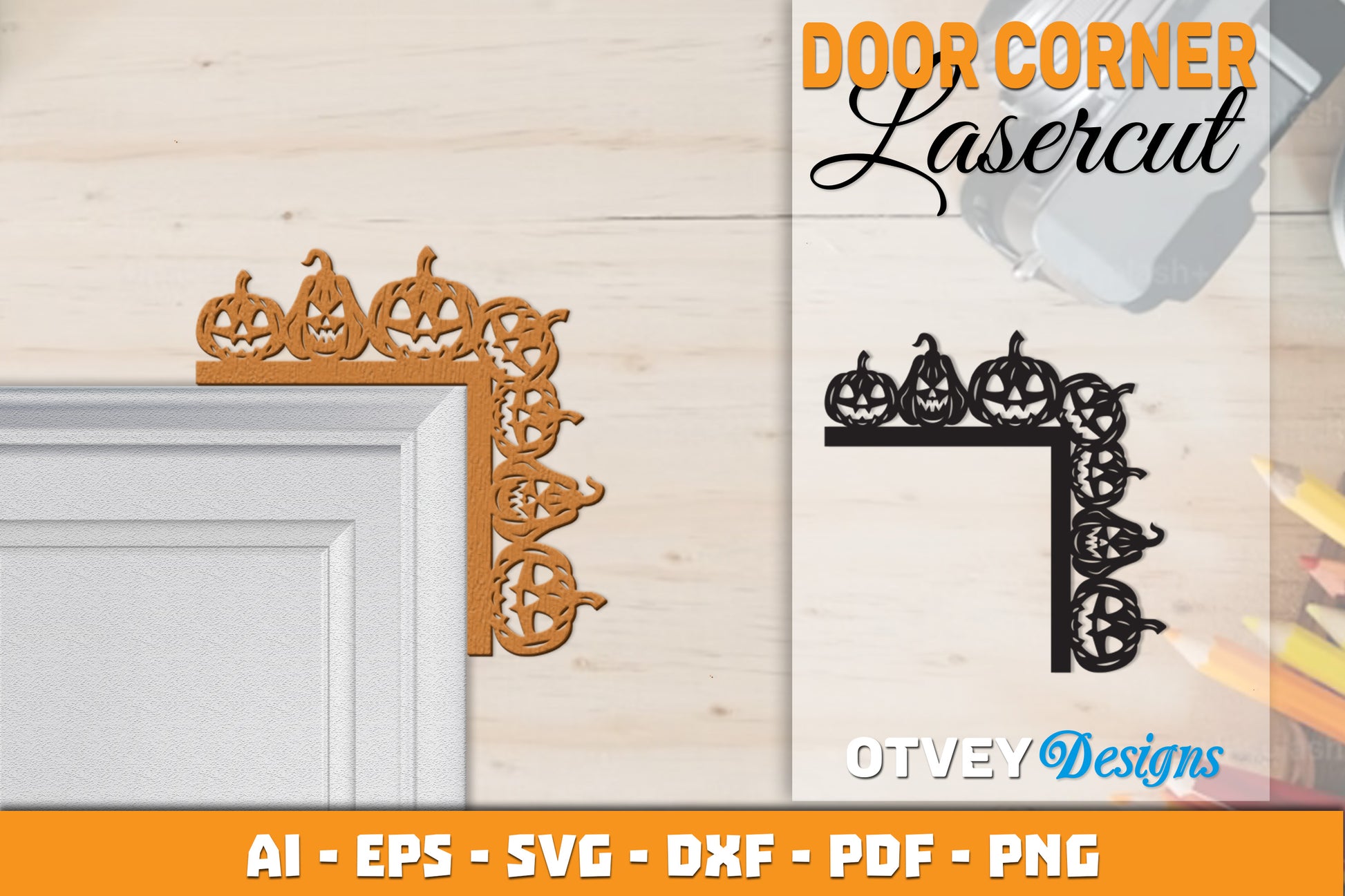 Halloween Door Corner Lasercut SVG Bundle 13 - CraftNest - Digital Crafting and Art