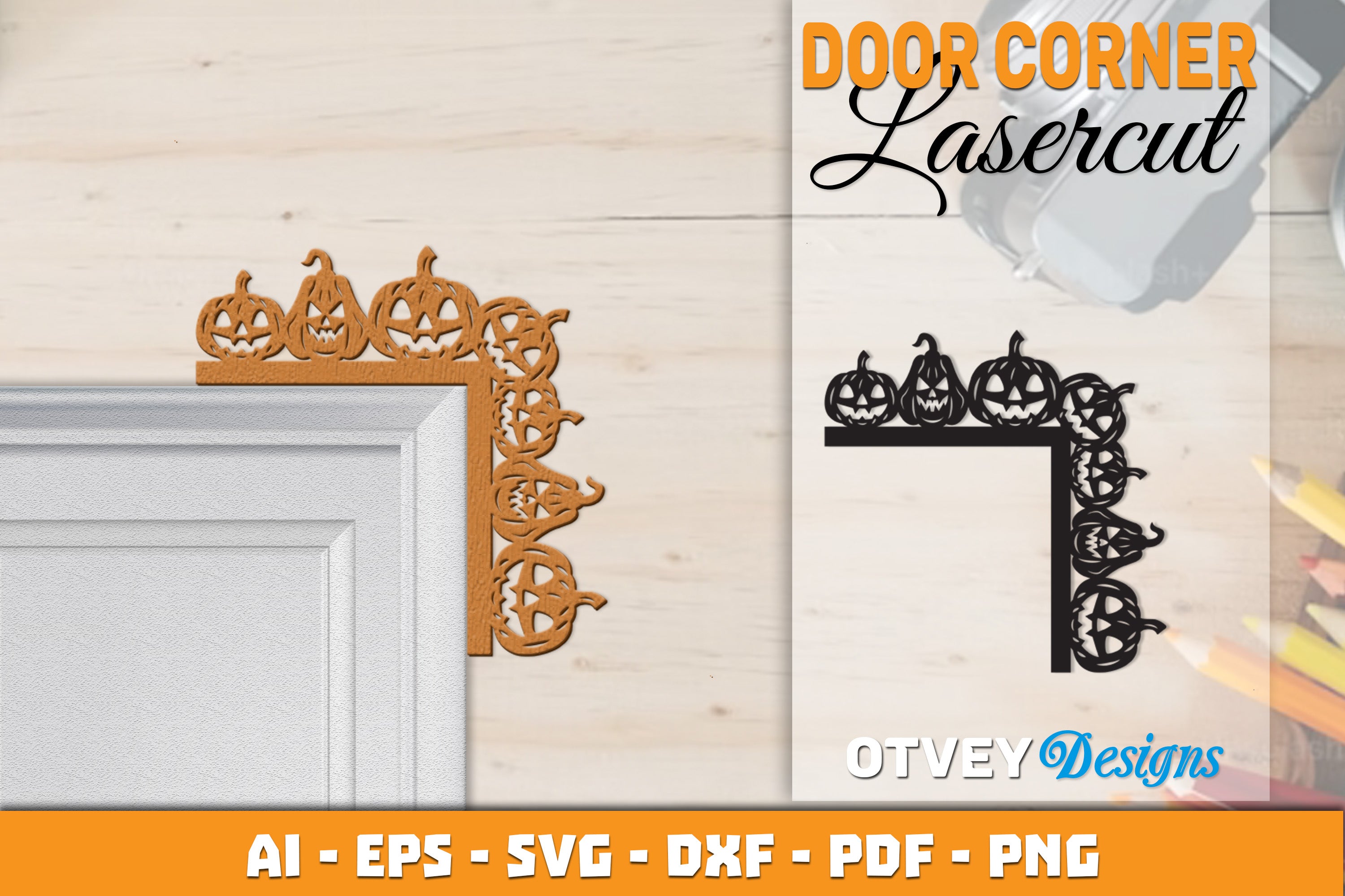 Halloween Door Corner Lasercut SVG Bundle 13 - CraftNest - Digital Crafting and Art