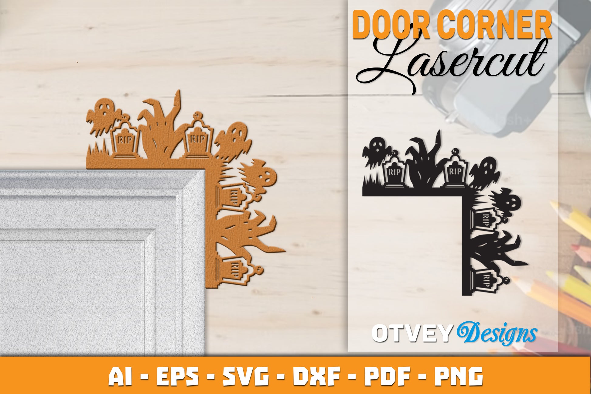 Halloween Door Corner Lasercut SVG Bundle 14 - CraftNest - Digital Crafting and Art