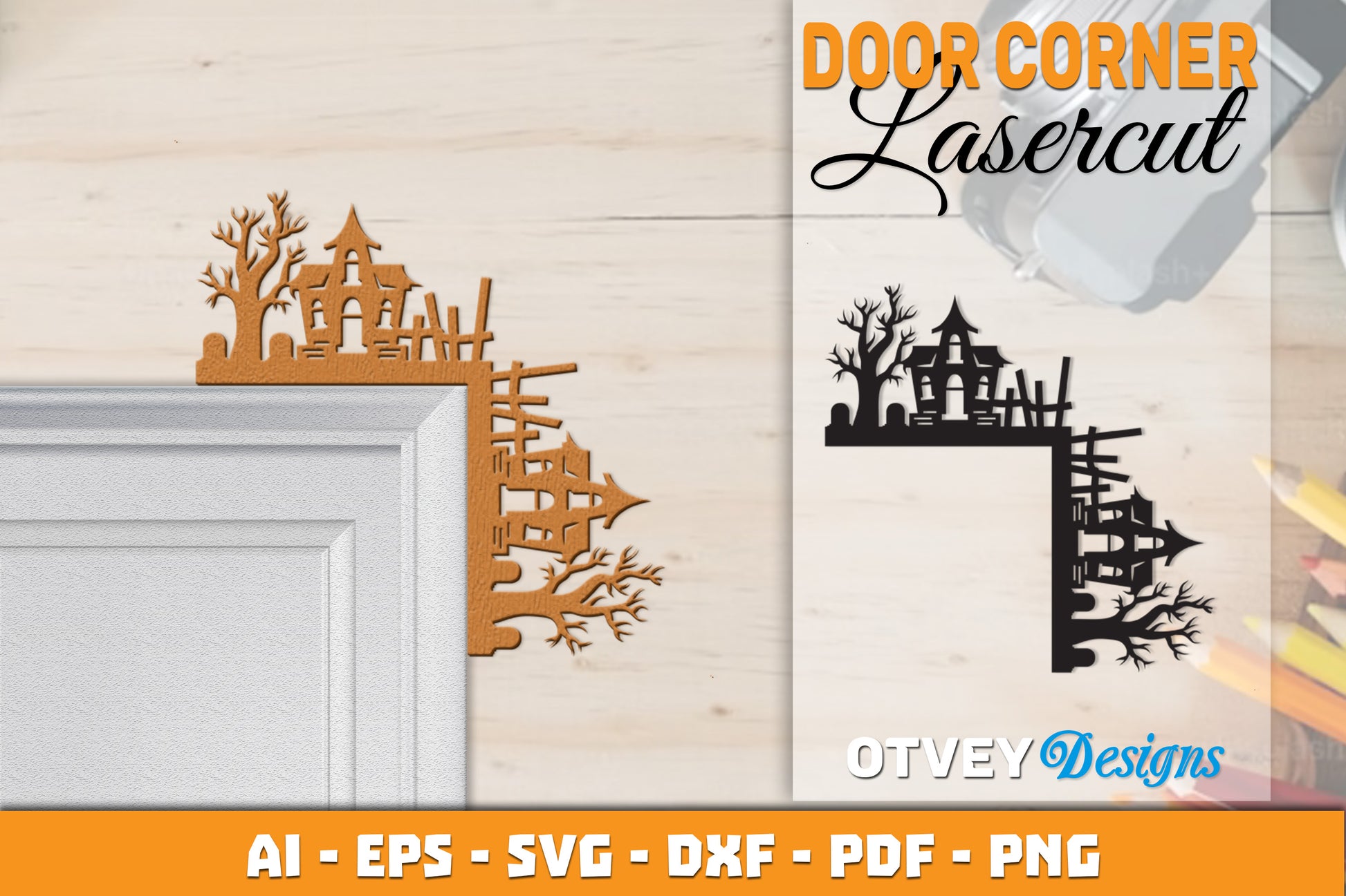 Halloween Door Corner Lasercut SVG Bundle 15 - CraftNest - Digital Crafting and Art