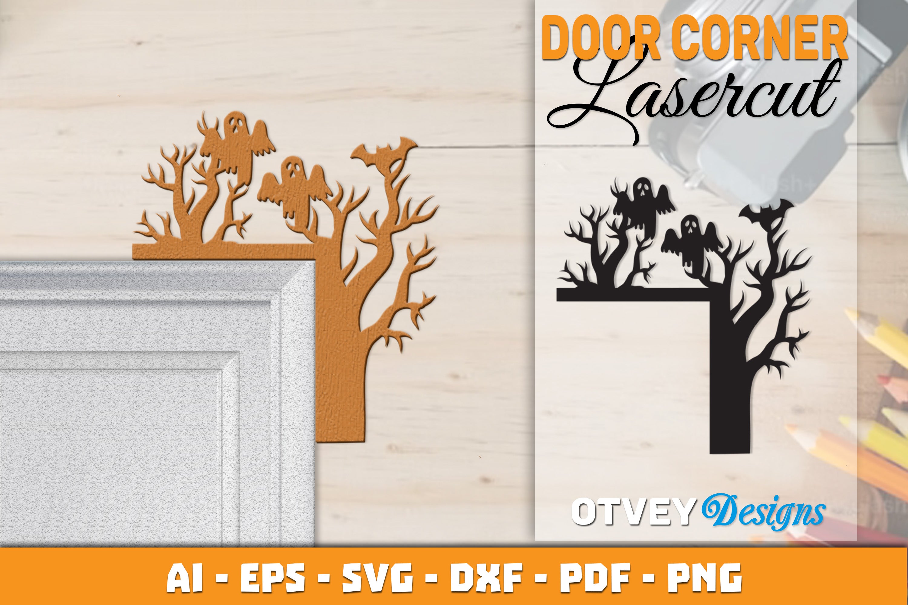 Halloween Door Corner Lasercut SVG Bundle 16 - CraftNest - Digital Crafting and Art