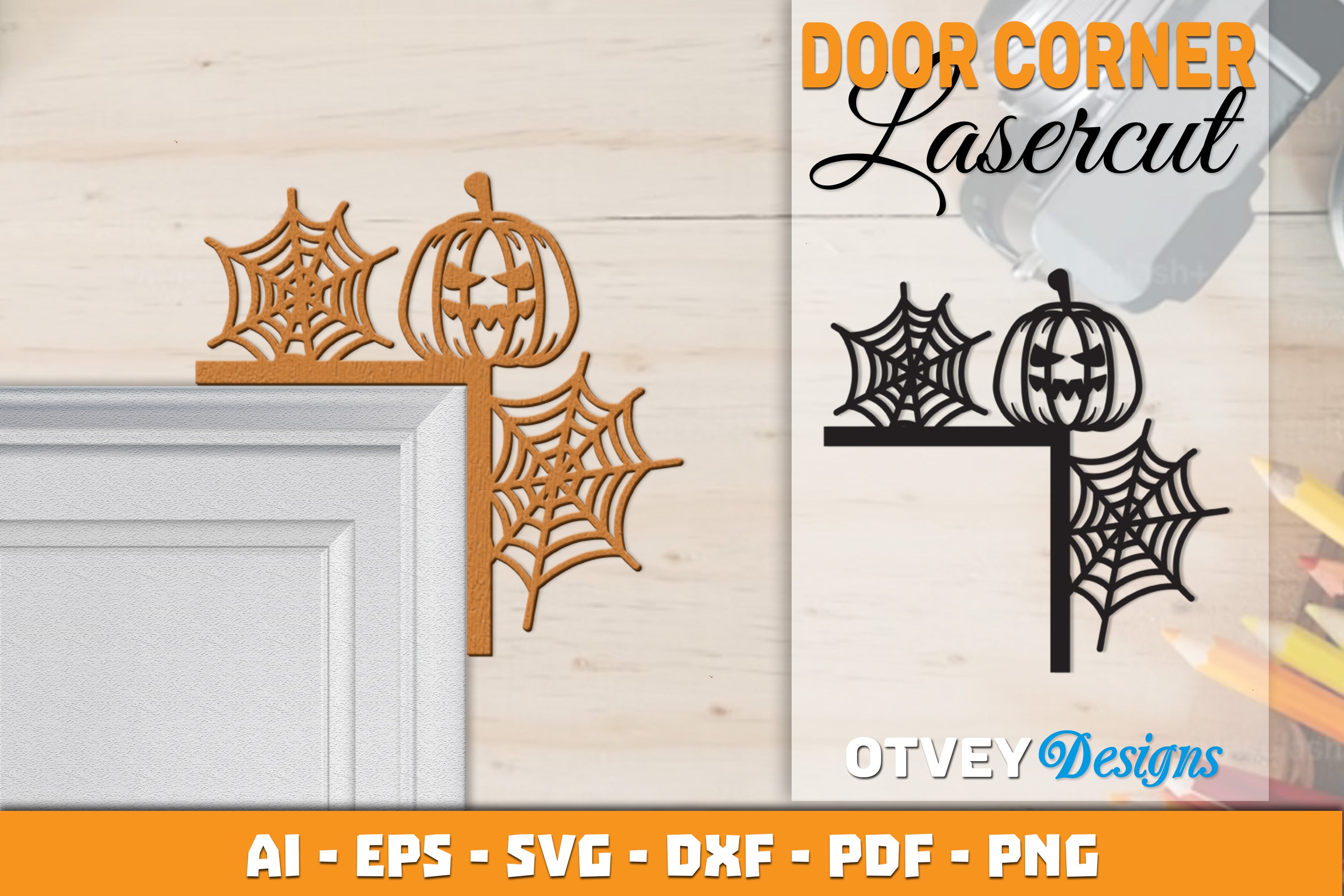 Halloween Door Corner Lasercut SVG Bundle 18 - CraftNest - Digital Crafting and Art