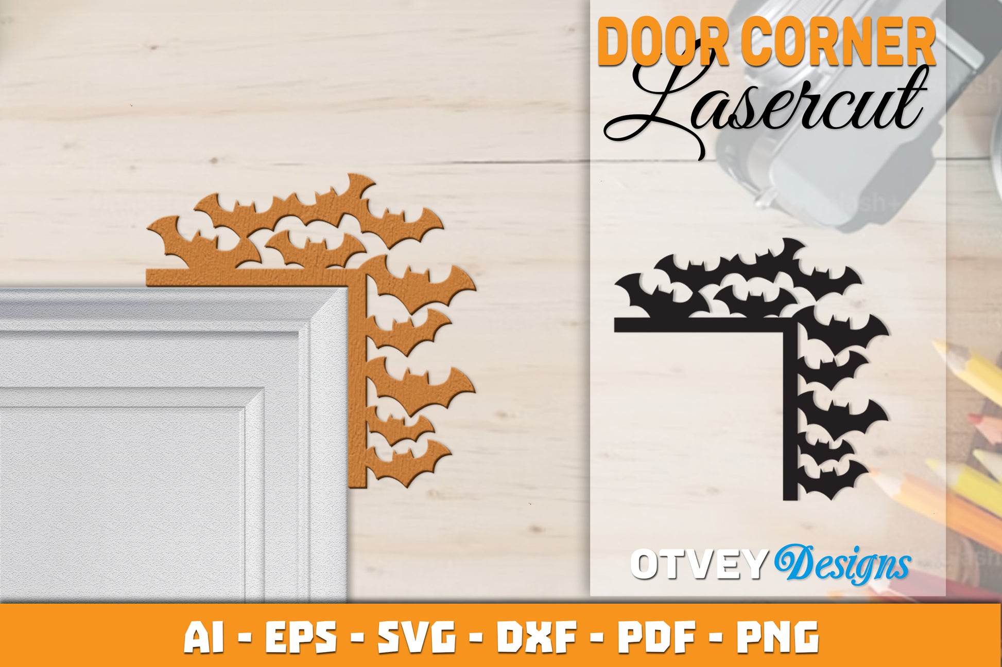 Halloween Door Corner Lasercut SVG Bundle 22 - CraftNest - Digital Crafting and Art