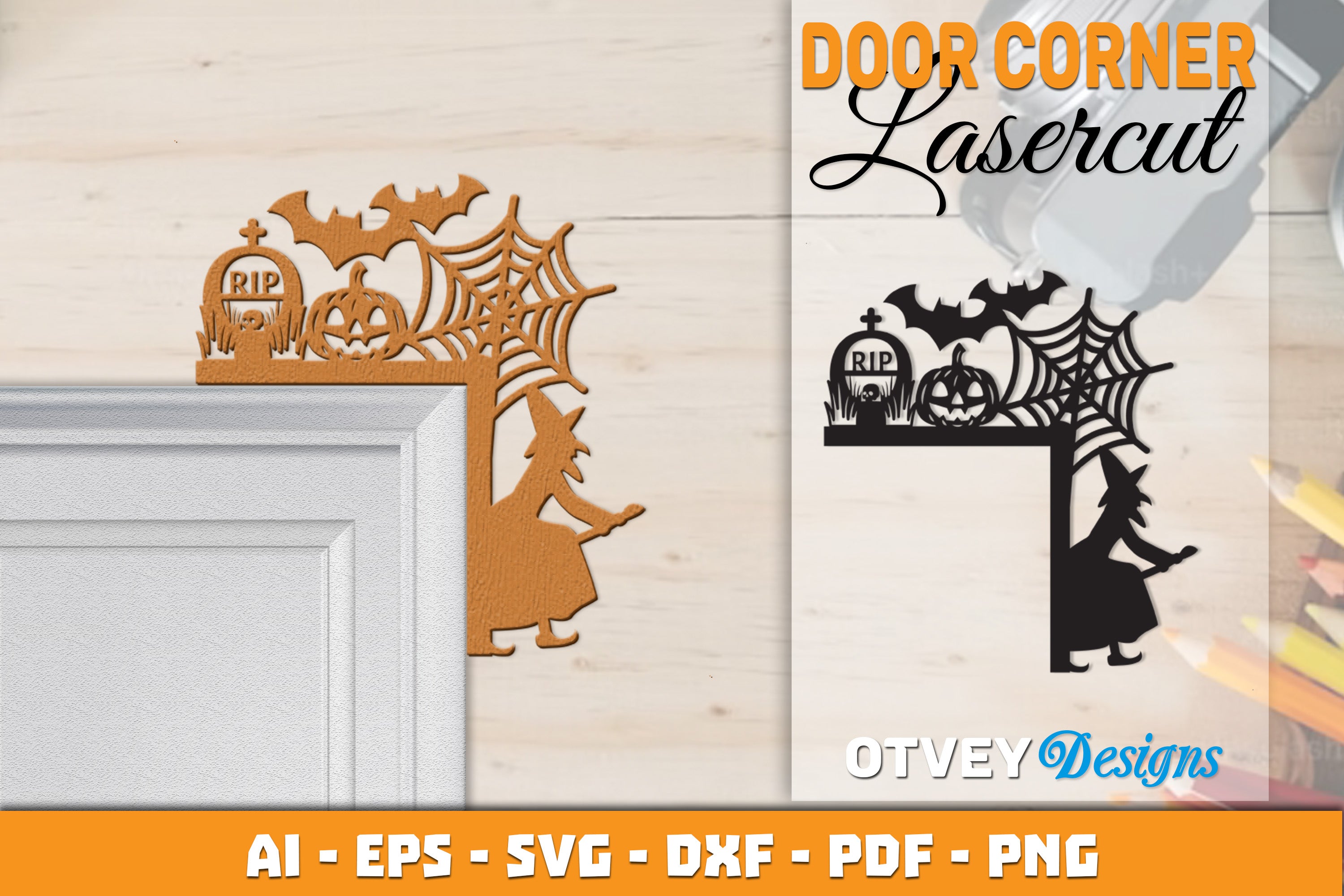 Halloween Door Corner Lasercut SVG Bundle 26 - CraftNest - Digital Crafting and Art