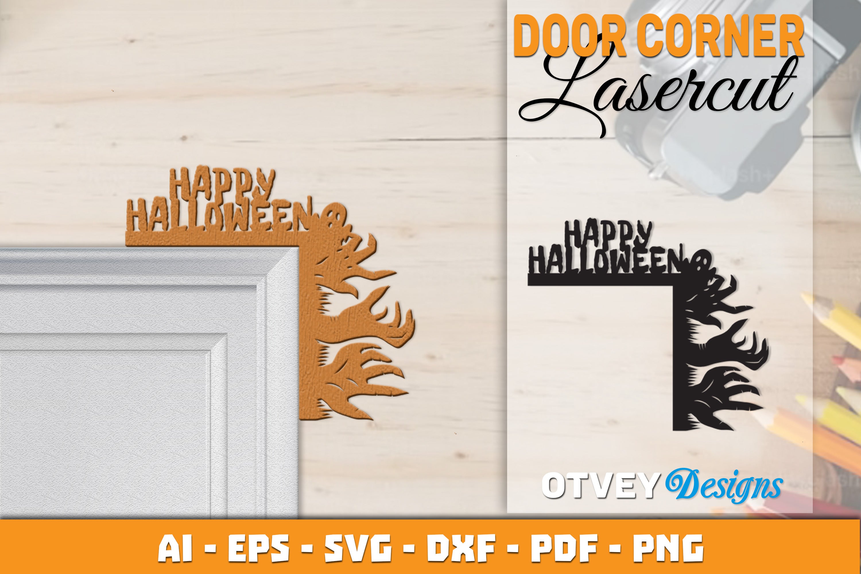 Halloween Door Corner Lasercut SVG Bundle 28 - CraftNest - Digital Crafting and Art