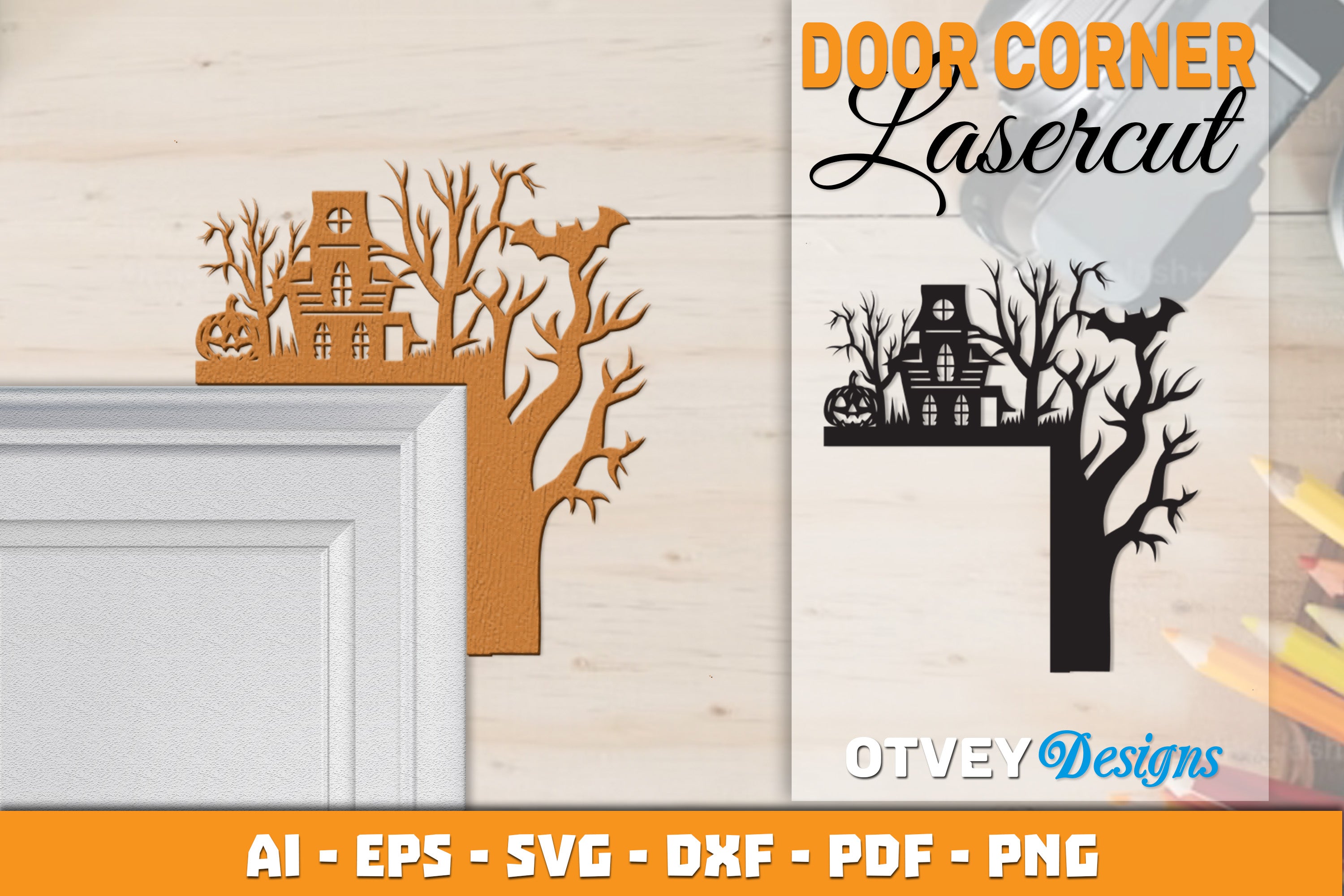Halloween Door Corner Lasercut SVG Bundle 36 - CraftNest - Digital Crafting and Art