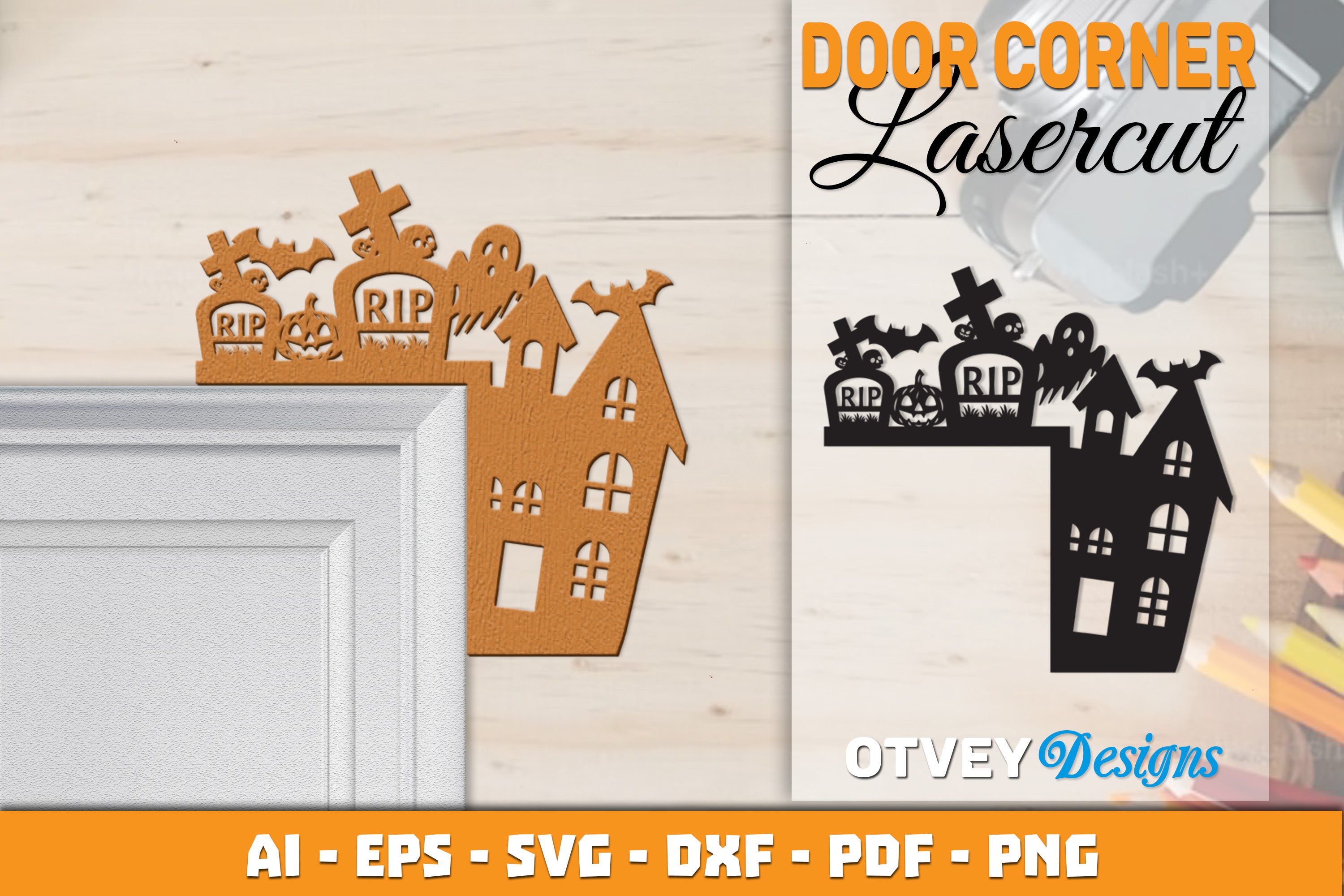 Halloween Door Corner Lasercut SVG Bundle 37 - CraftNest - Digital Crafting and Art