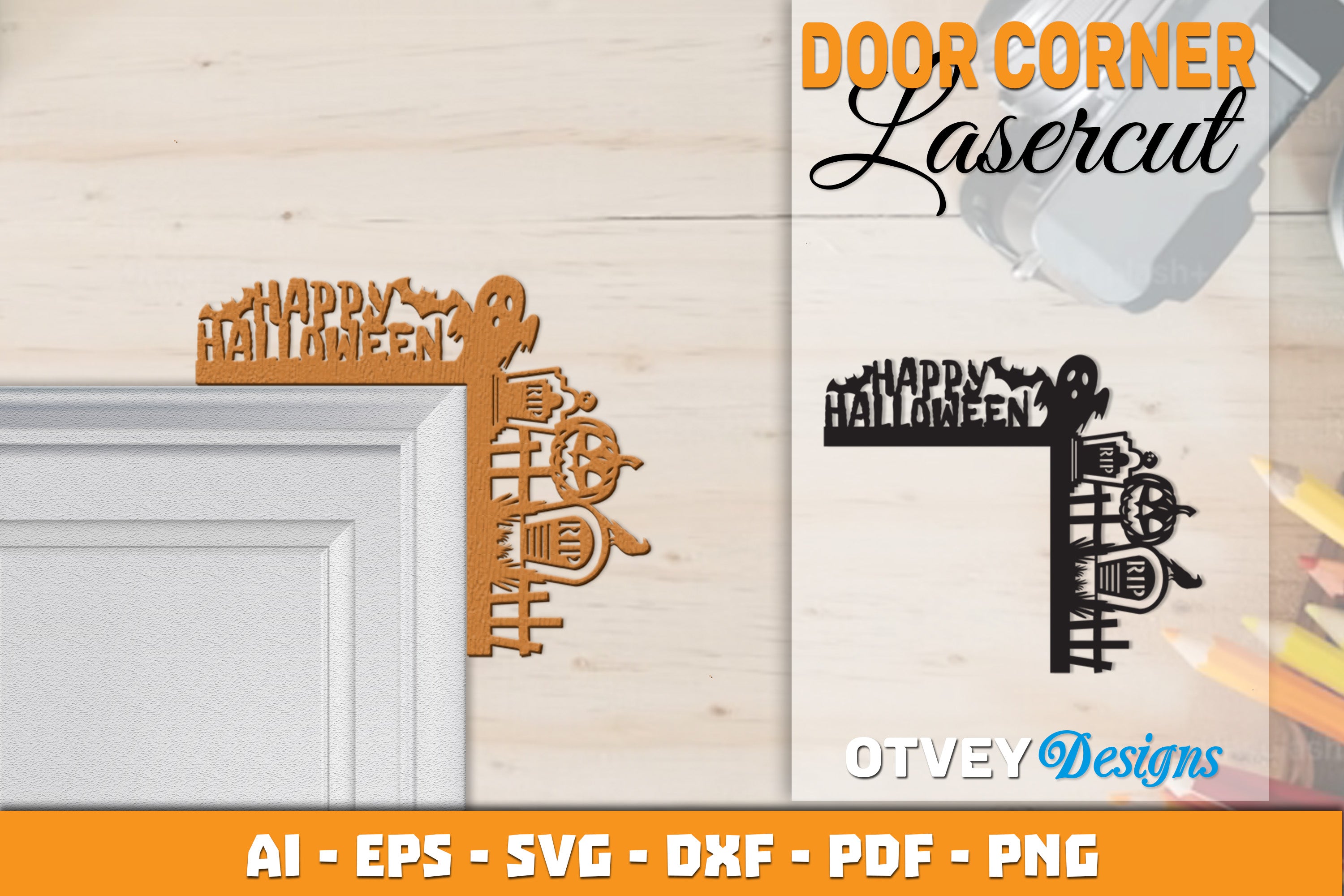 Halloween Door Corner Lasercut SVG Bundle 38 - CraftNest - Digital Crafting and Art