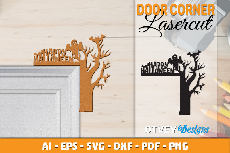 Halloween Door Corner Lasercut SVG Bundle 40 - CraftNest - Digital Crafting and Art