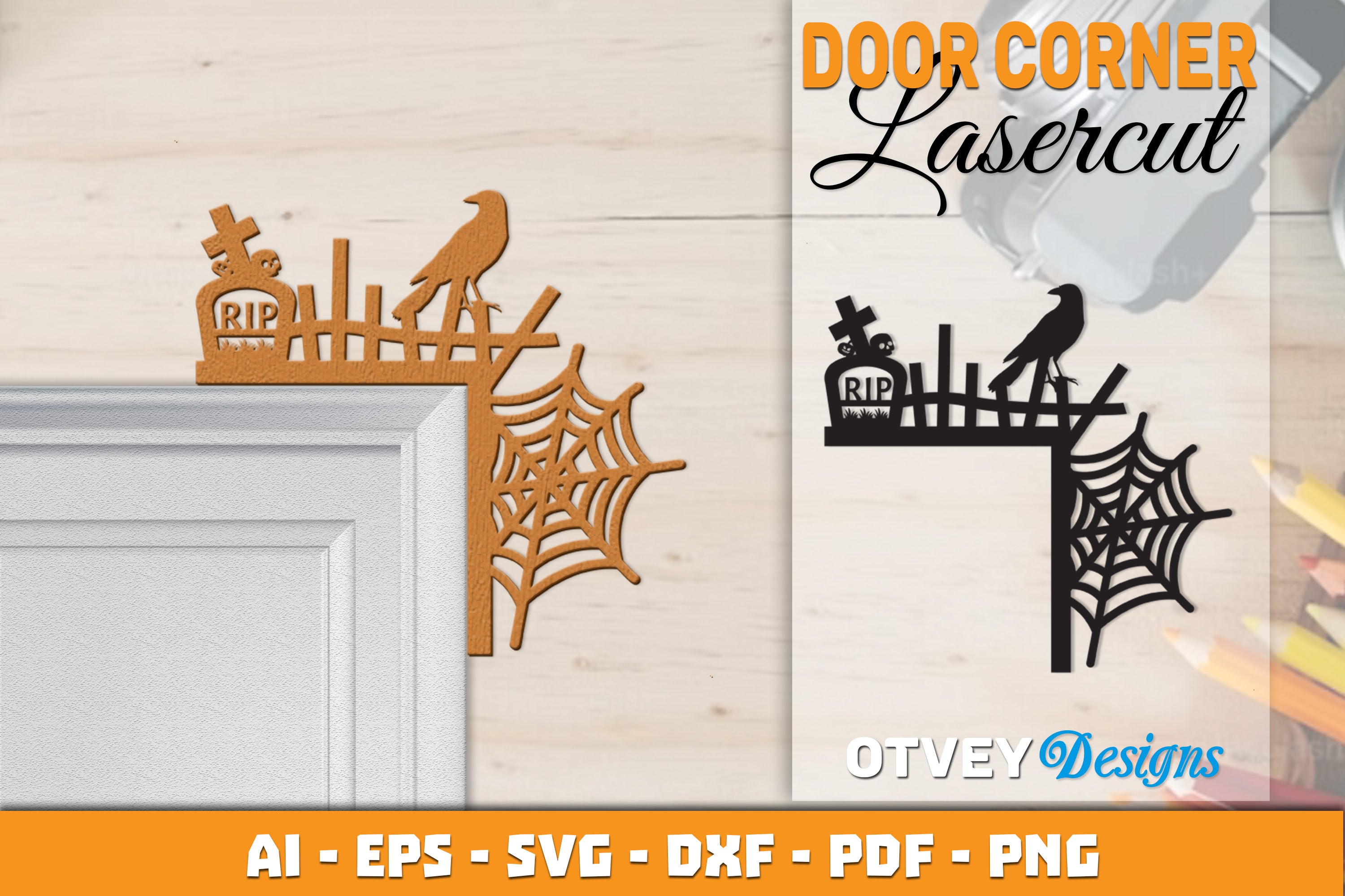Halloween Door Corner Lasercut SVG Bundle 45 - CraftNest - Digital Crafting and Art