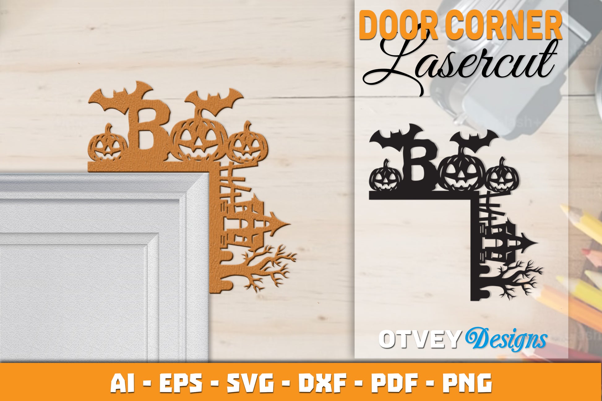 Halloween Door Corner Lasercut SVG Bundle 48 - CraftNest - Digital Crafting and Art