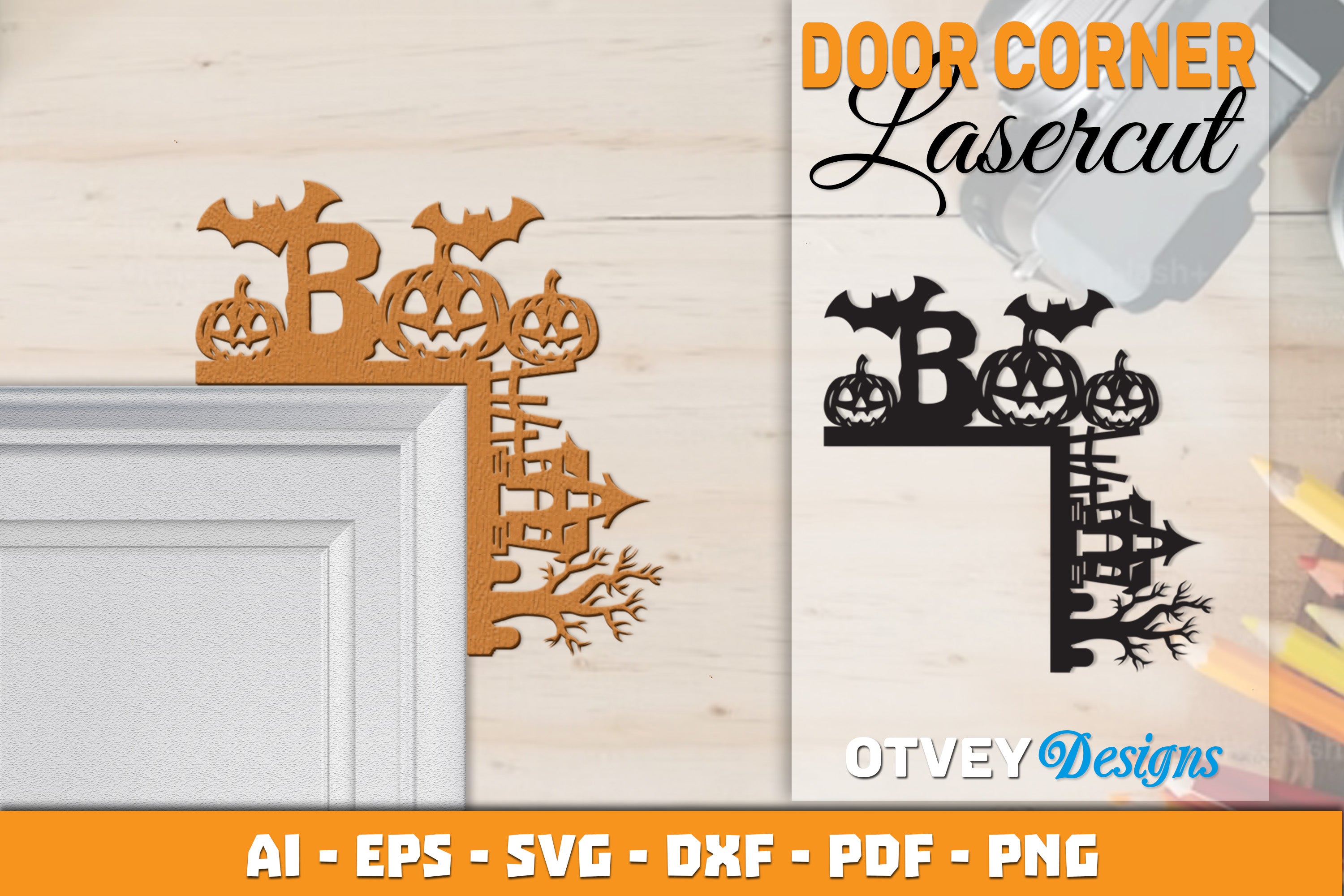 Halloween Door Corner Lasercut SVG Bundle 48 - CraftNest - Digital Crafting and Art
