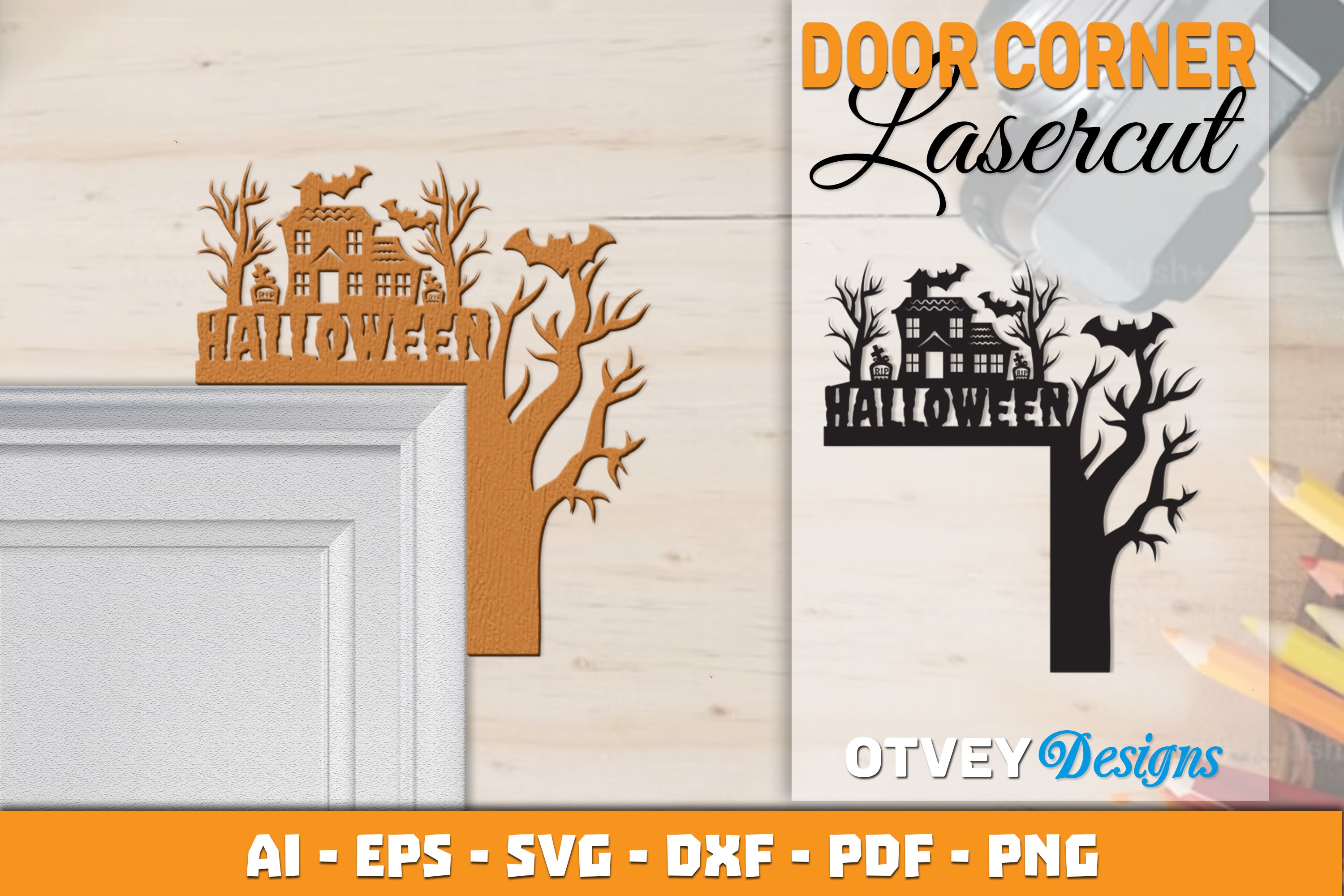 Halloween Door Corner Lasercut SVG Bundle 49 - CraftNest - Digital Crafting and Art
