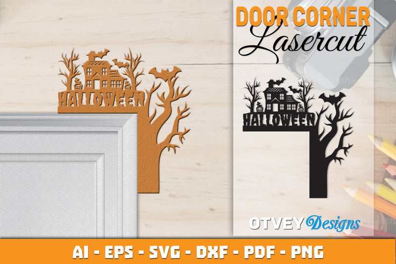 Halloween Door Corner Lasercut SVG Bundle 49 - CraftNest - Digital Crafting and Art