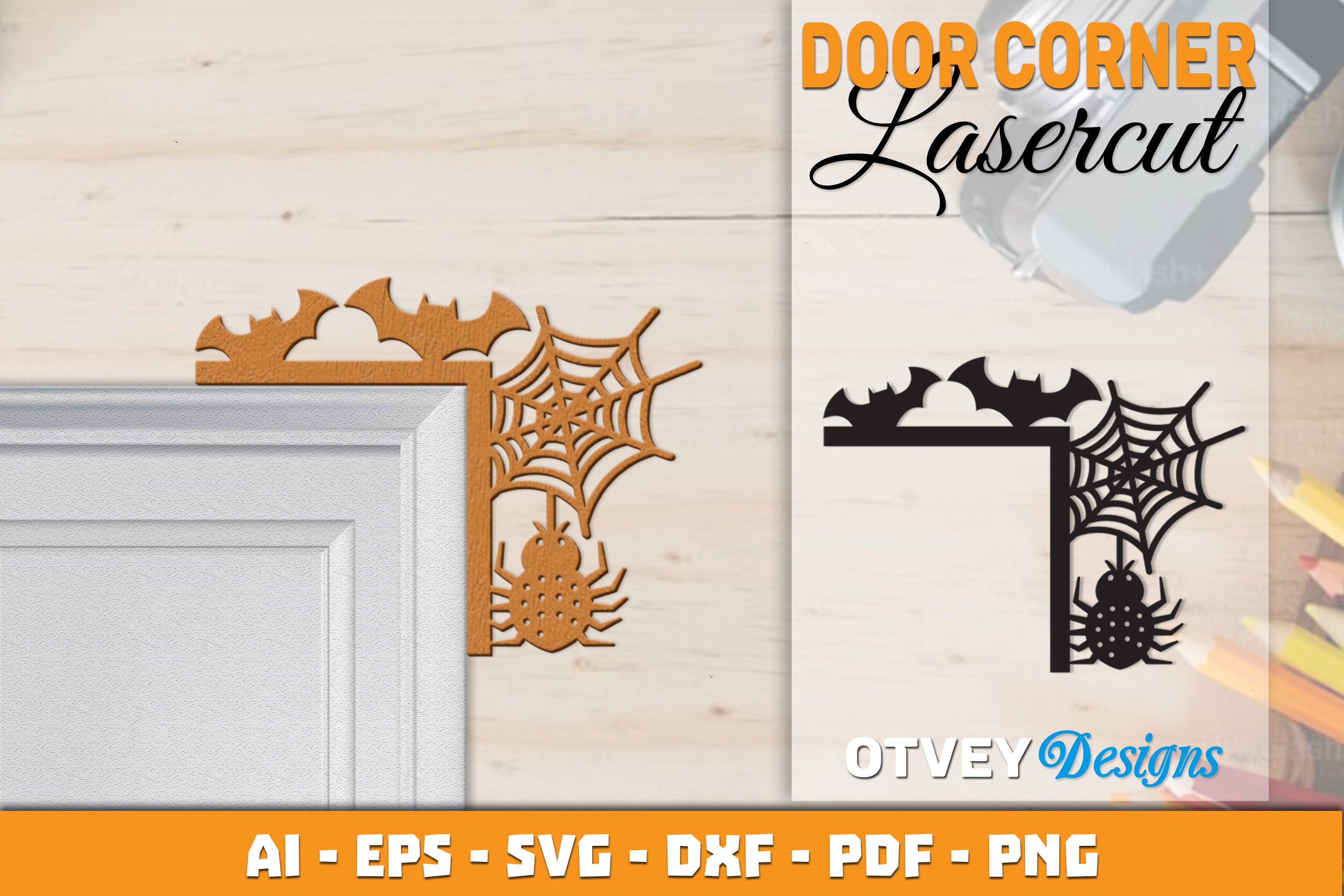 Halloween Door Corner Lasercut SVG Bundle 52 - CraftNest - Digital Crafting and Art