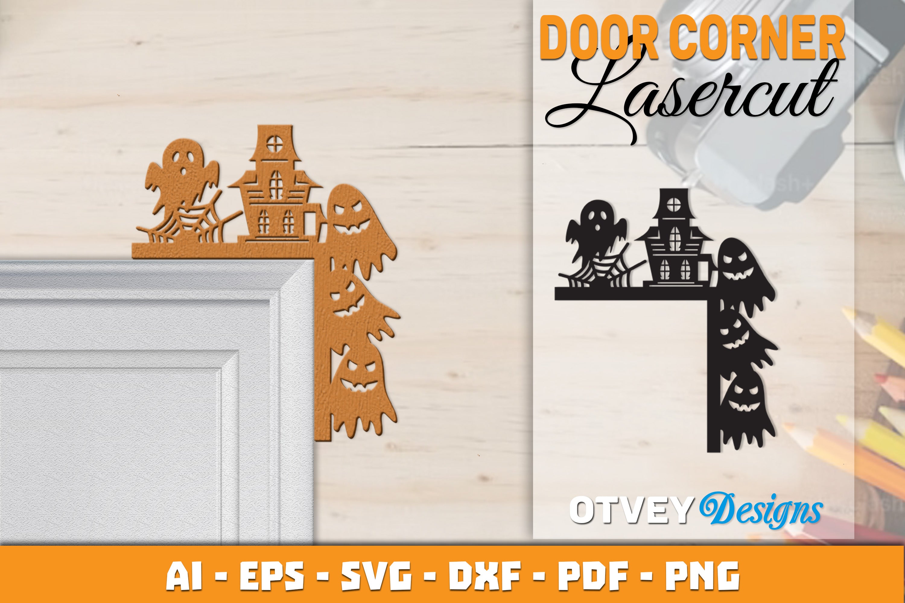 Halloween Door Corner Lasercut SVG Bundle 55 - CraftNest - Digital Crafting and Art
