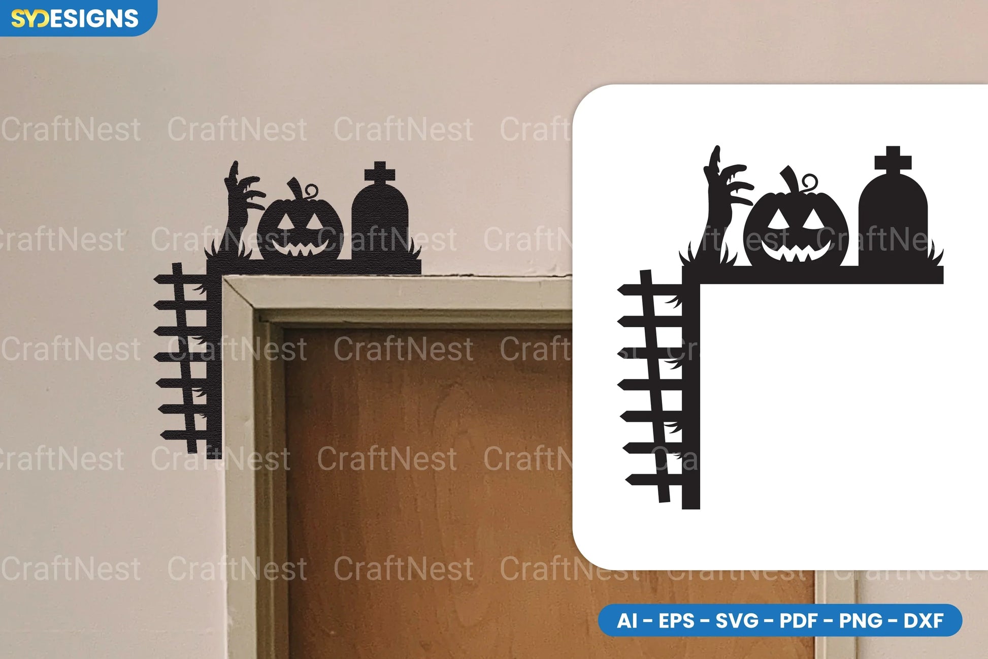 Halloween Door Corner Lasercut SVG Bundle - CraftNest - Digital Crafting and Art