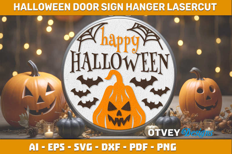 Halloween Door Hanger Sign SVG Bundle 25 - CraftNest - Digital Crafting and Art