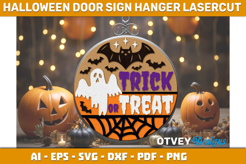 Halloween Door Hanger Sign SVG Bundle 2 - CraftNest - Digital Crafting and Art