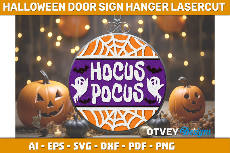 Halloween Door Hanger Sign SVG Bundle 5 - CraftNest - Digital Crafting and Art