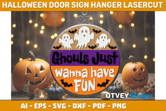 Halloween Door Hanger Sign SVG Bundle 7 - CraftNest - Digital Crafting and Art
