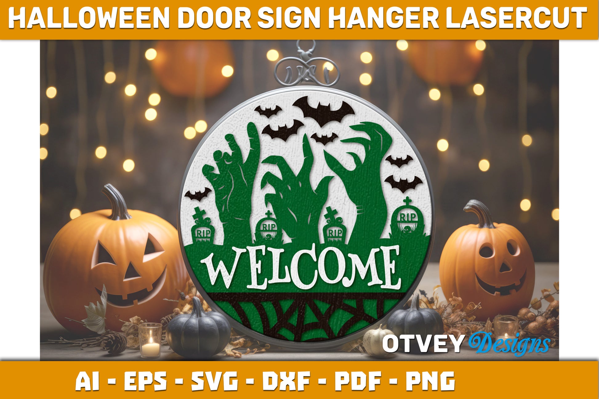 Halloween Door Hanger Sign SVG Bundle 13 - CraftNest - Digital Crafting and Art