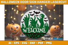Halloween Door Hanger Sign SVG Bundle 13 - CraftNest - Digital Crafting and Art