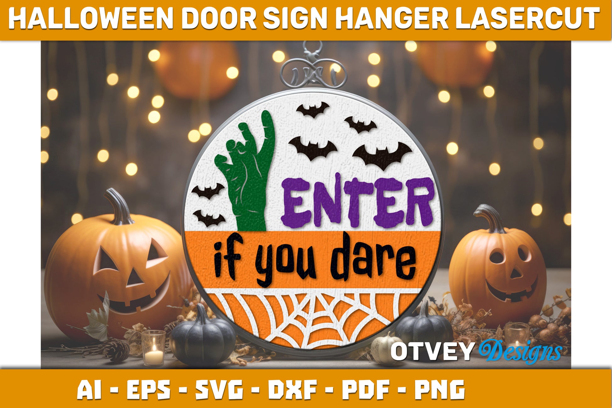 Halloween Door Hanger Sign SVG Bundle 16 - CraftNest - Digital Crafting and Art