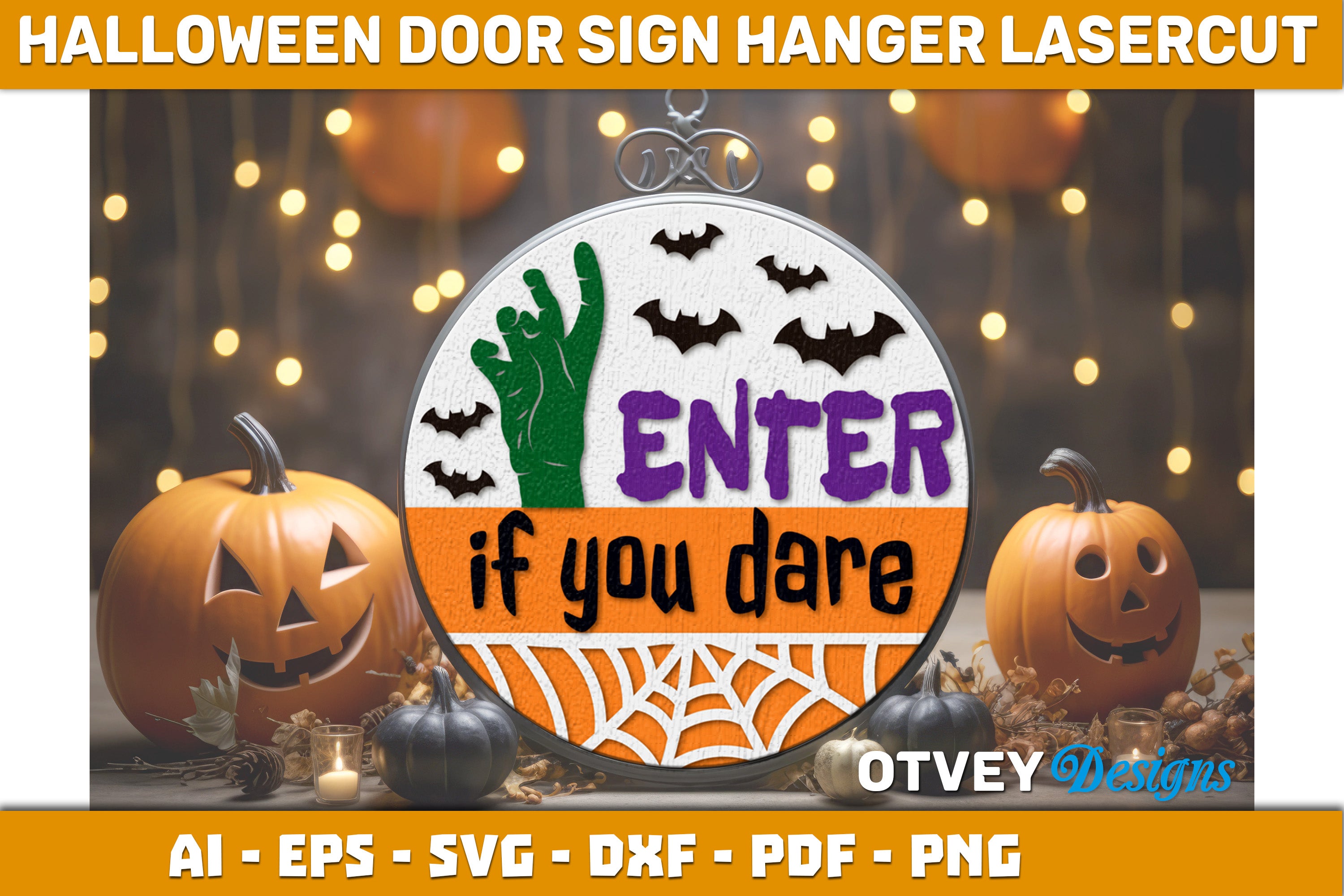Halloween Door Hanger Sign SVG Bundle 16 - CraftNest - Digital Crafting and Art