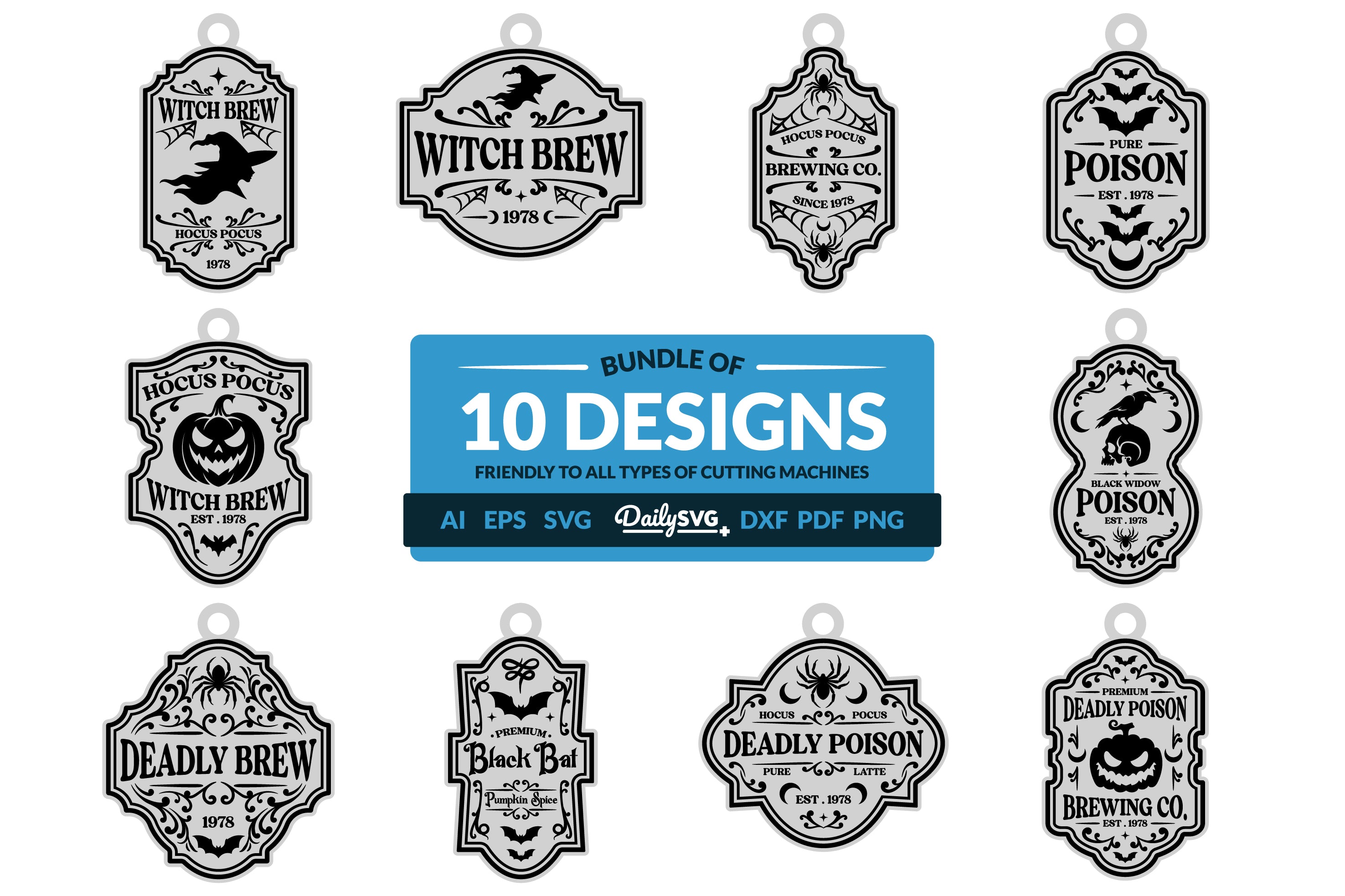 Halloween Engraving Keychain Clipart SVG Bundle