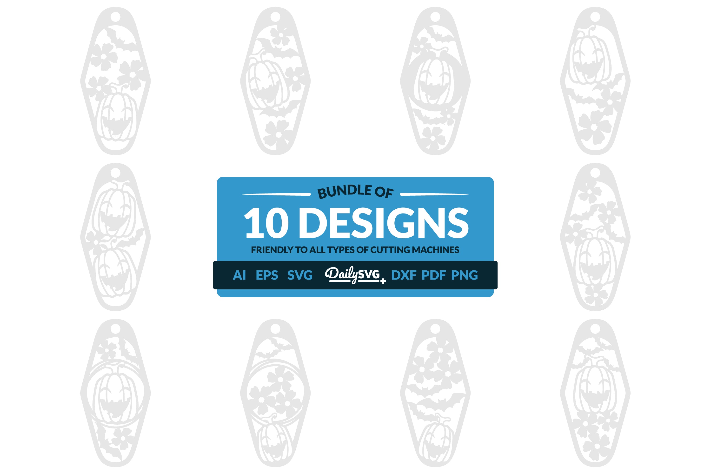 Halloween Floral Pumpkin and Bats Clipart SVG Bundle