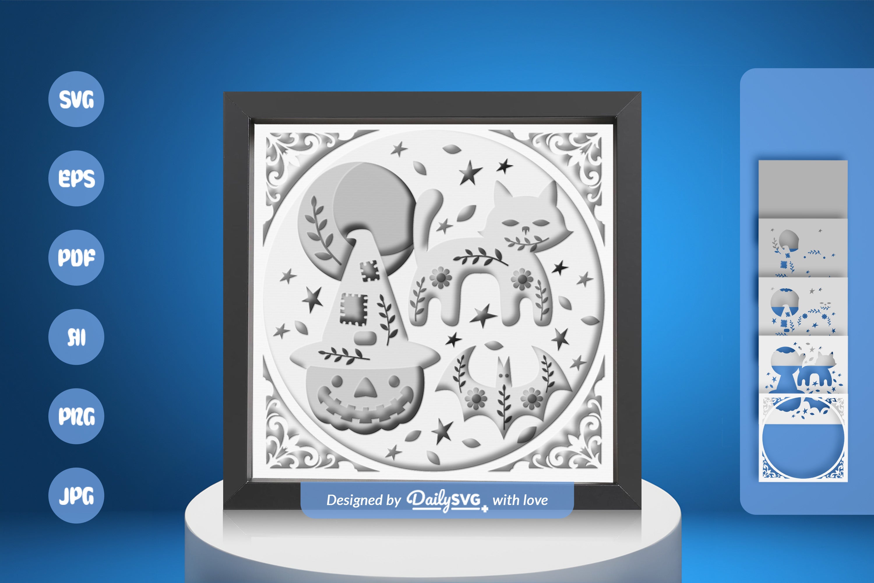 Halloween Folk Art Papercut White SVG Bundle