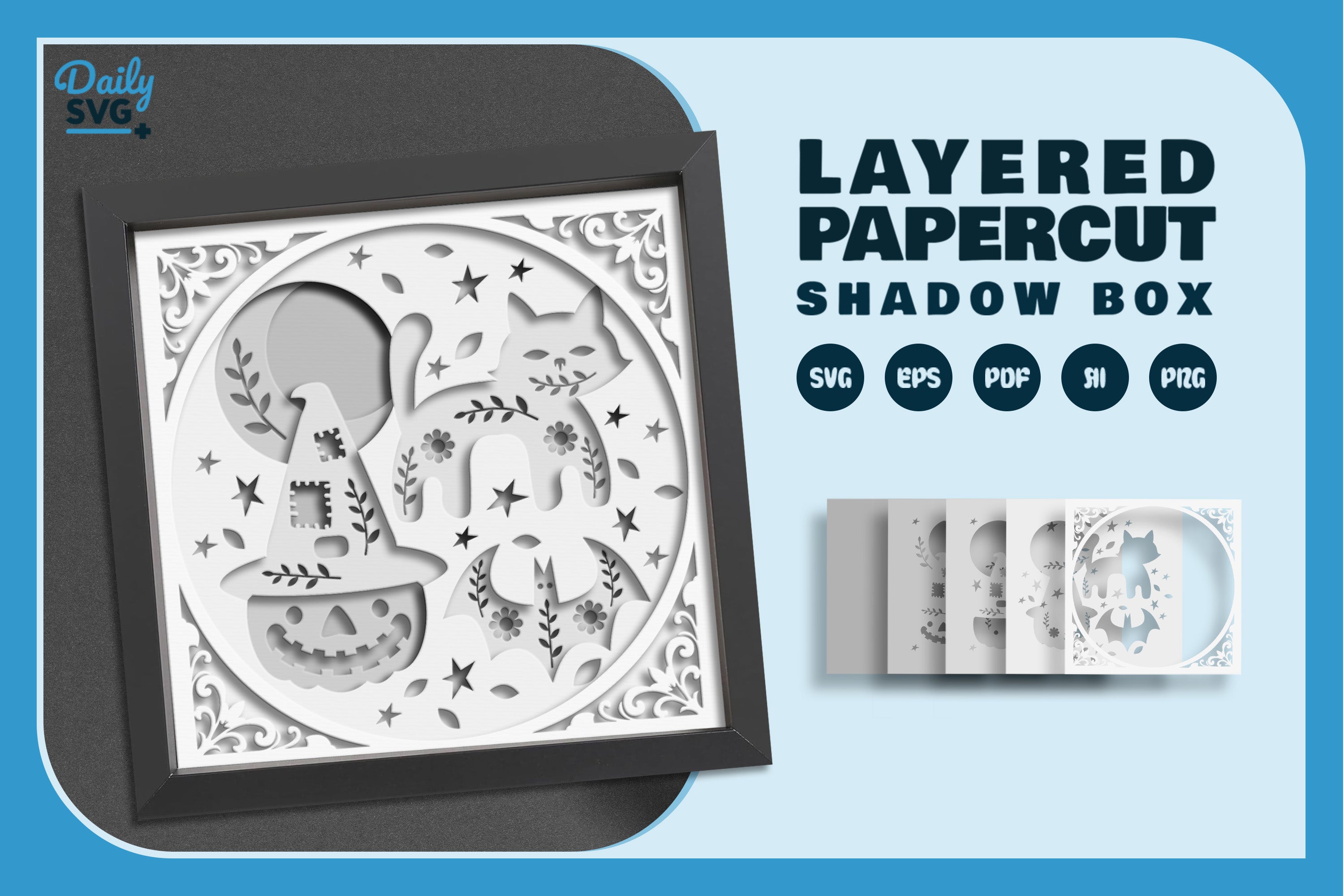 Halloween Folk Art Papercut White SVG Bundle