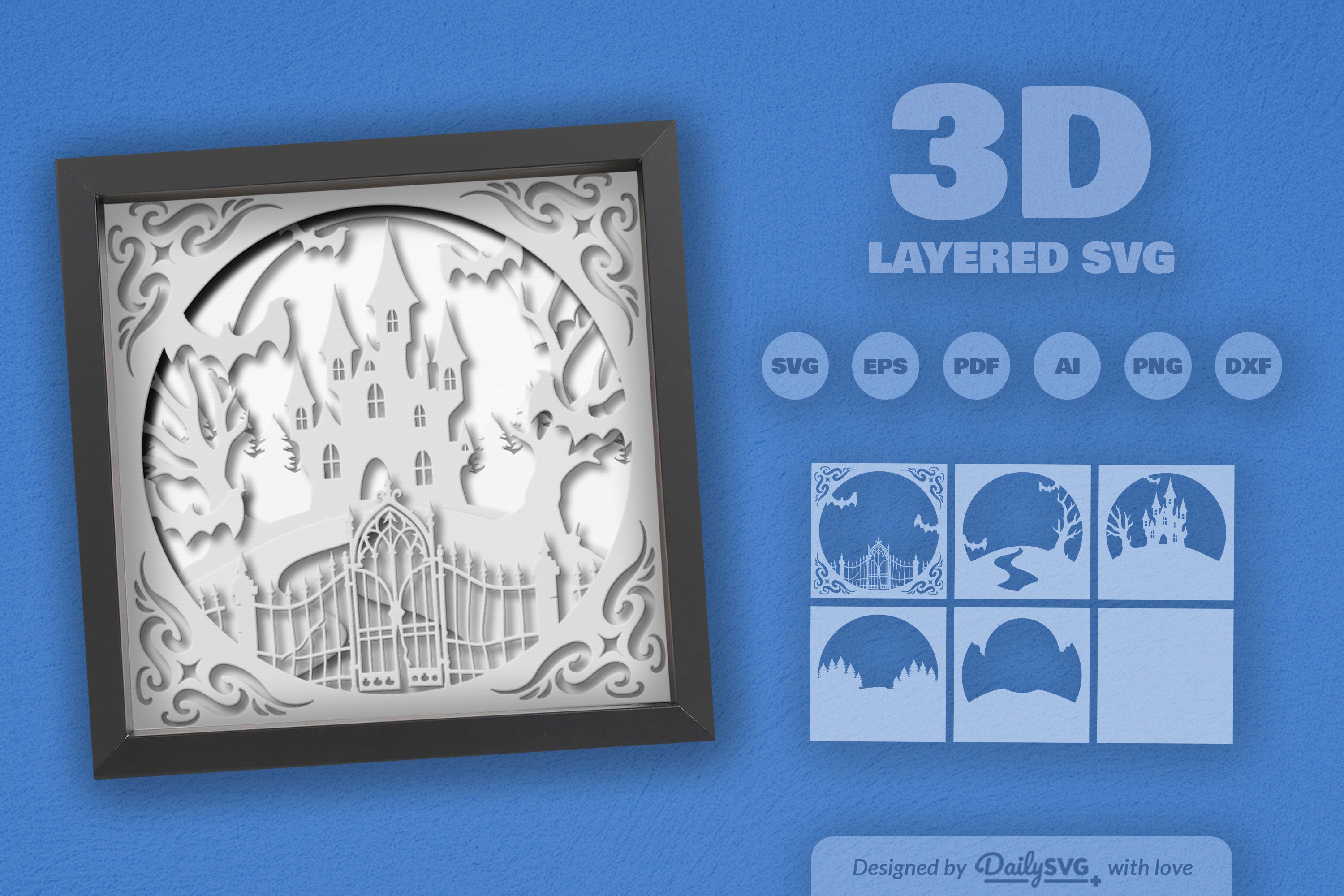 Halloween Haunted Castle 3D Papercut SVG Bundle