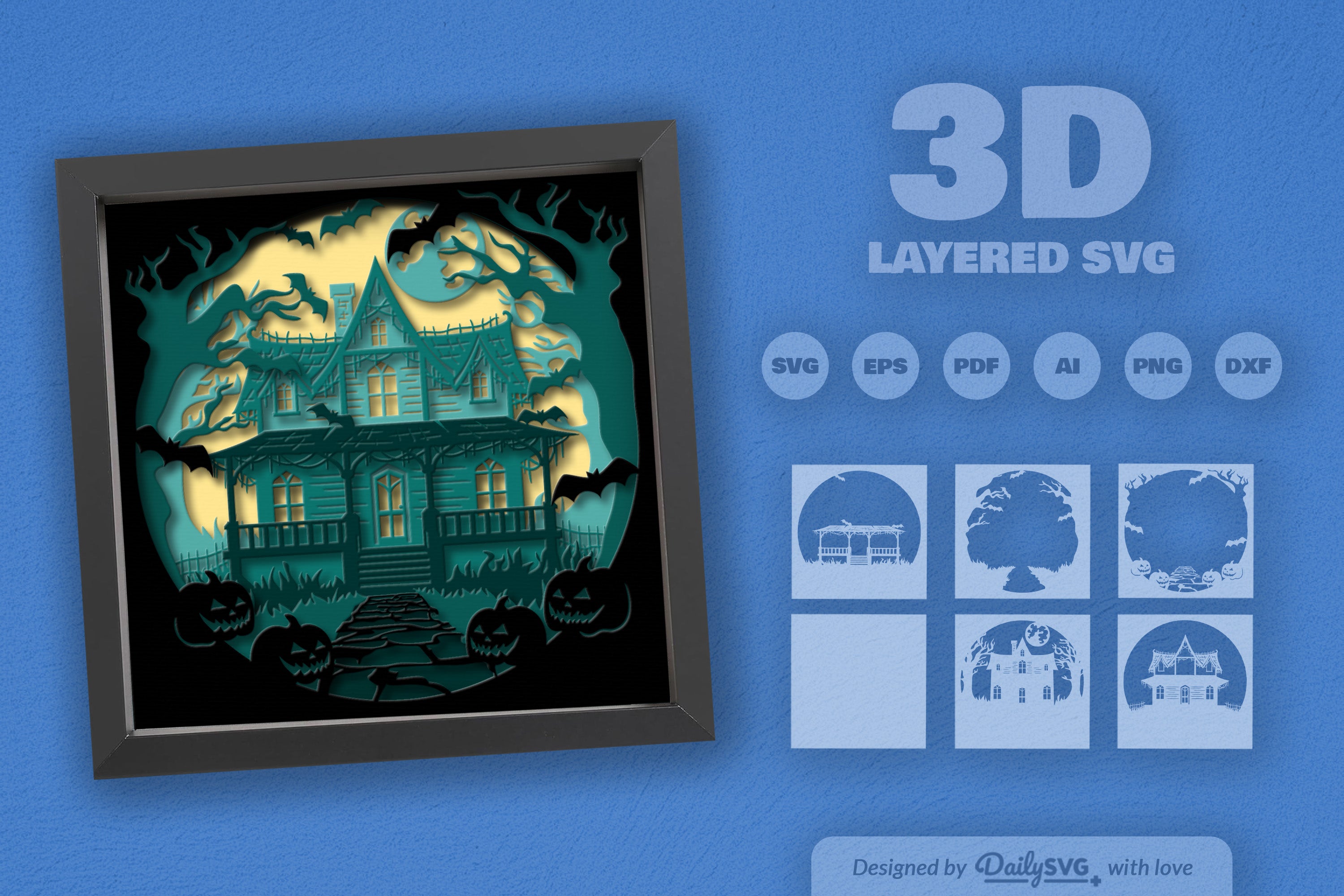 Halloween Haunted House Papercut SVG Bundle