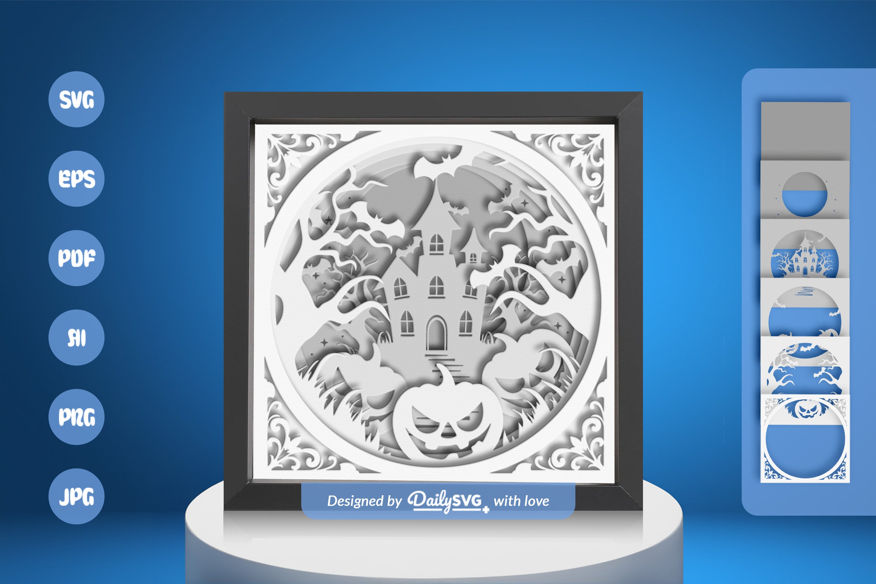 Halloween Haunted House Papercut SVG Bundle - White Version