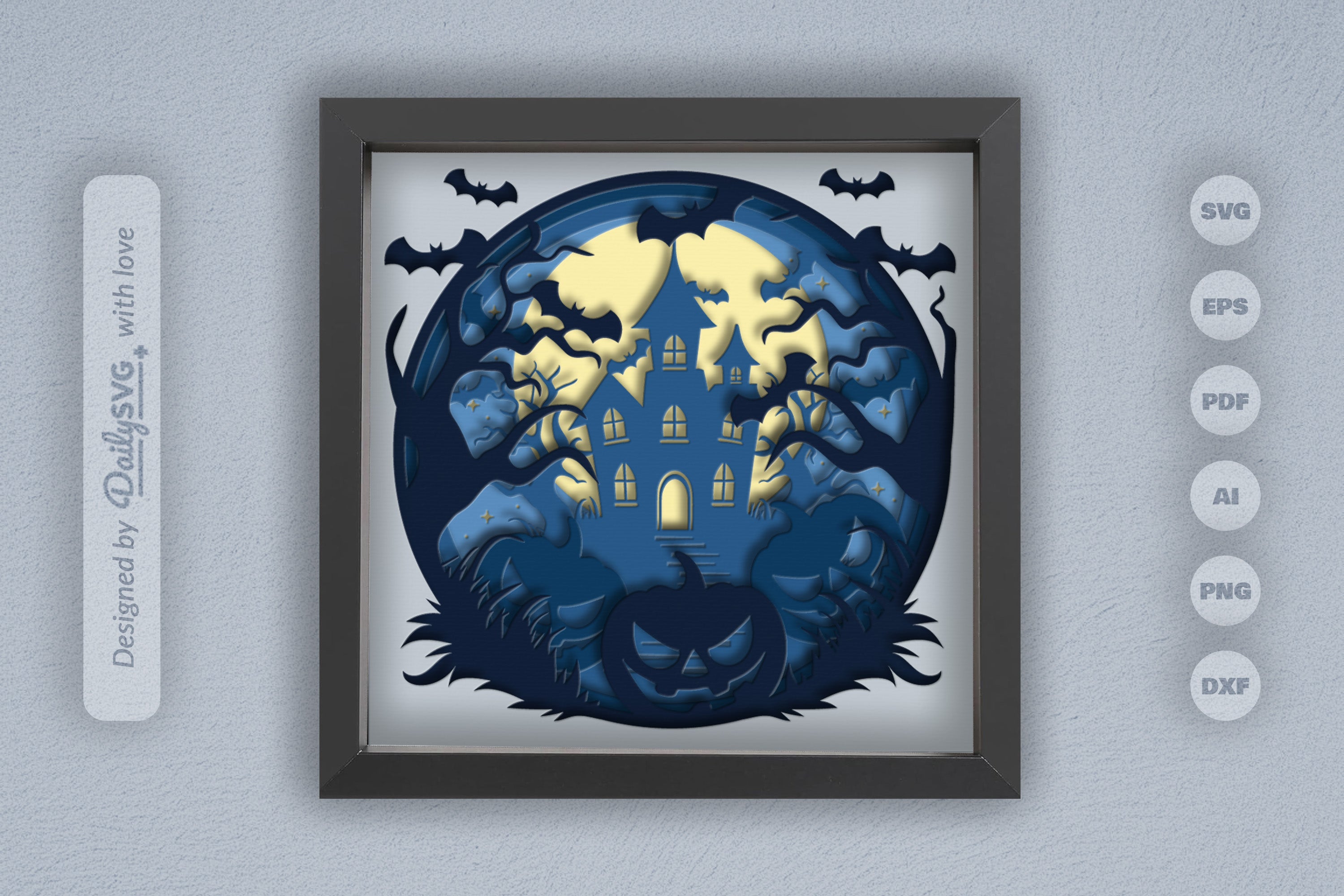 Halloween Haunted House Papercut SVG Bundle with Pumpkin