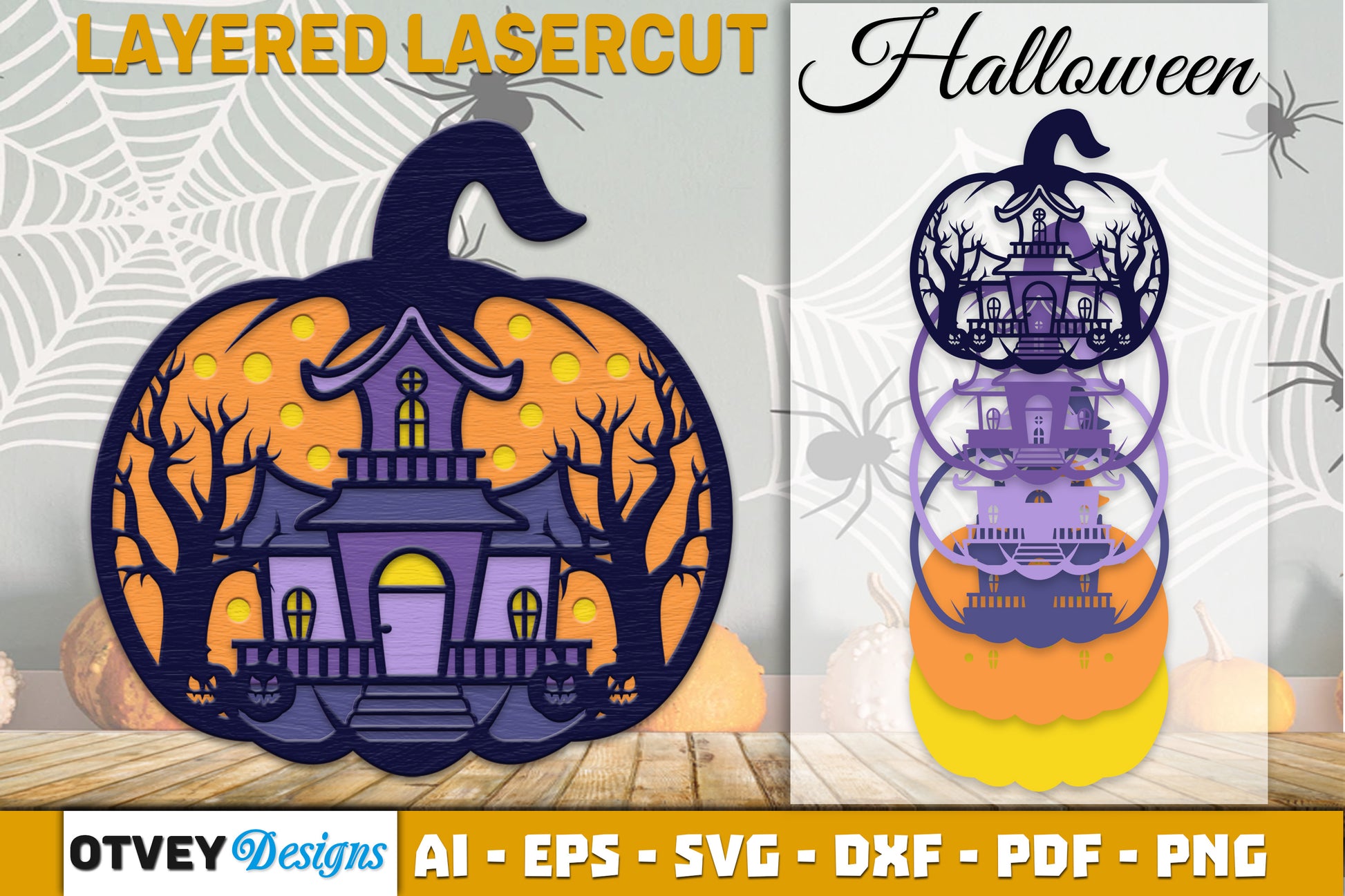 Halloween Pumpkin Decor Laser Cut SVG Bundle - CraftNest - Digital Crafting and Art